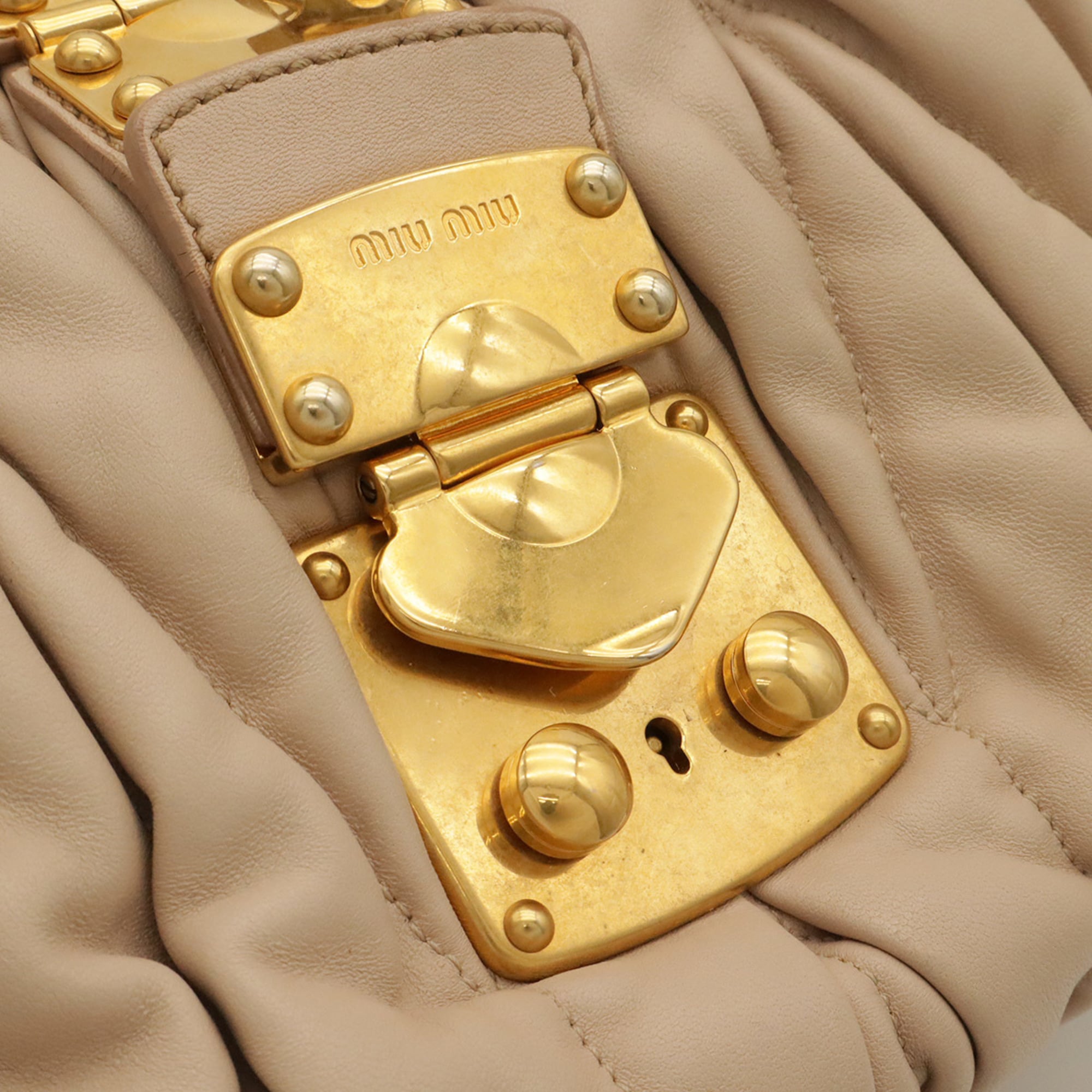 Miu Miu Matelasse Pink Beige Leather Handbag Shoulder Bag (Pre-Owned)