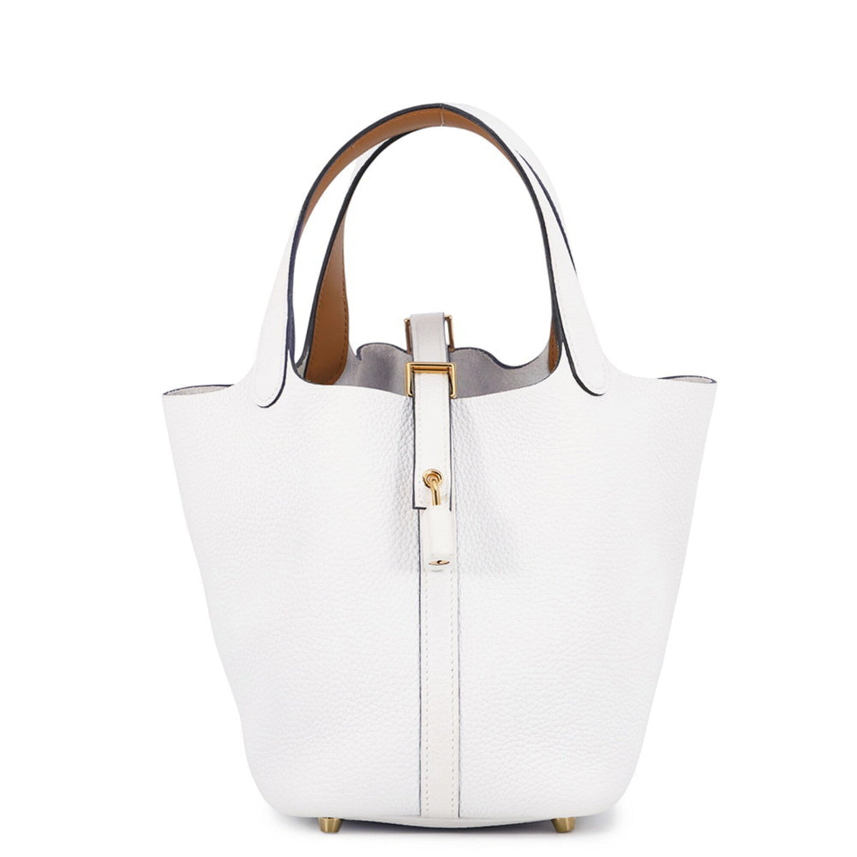 Hermes Picotin White Taurillon Clemence Leather Swift Leather Handbag (Pre-Owned)