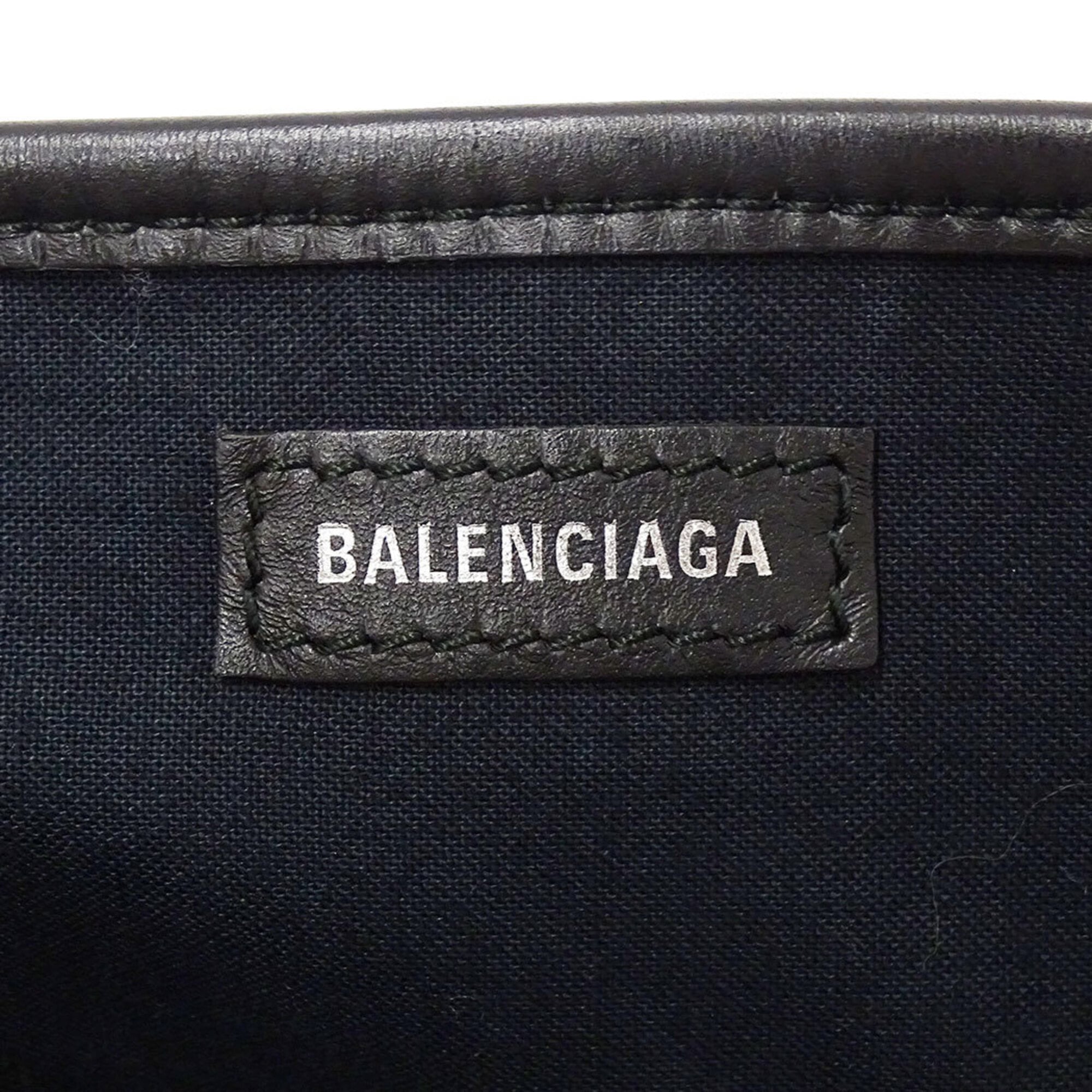 Balenciaga Black Ivory Yellow Canvas Handbag Pouch (Pre-Owned)