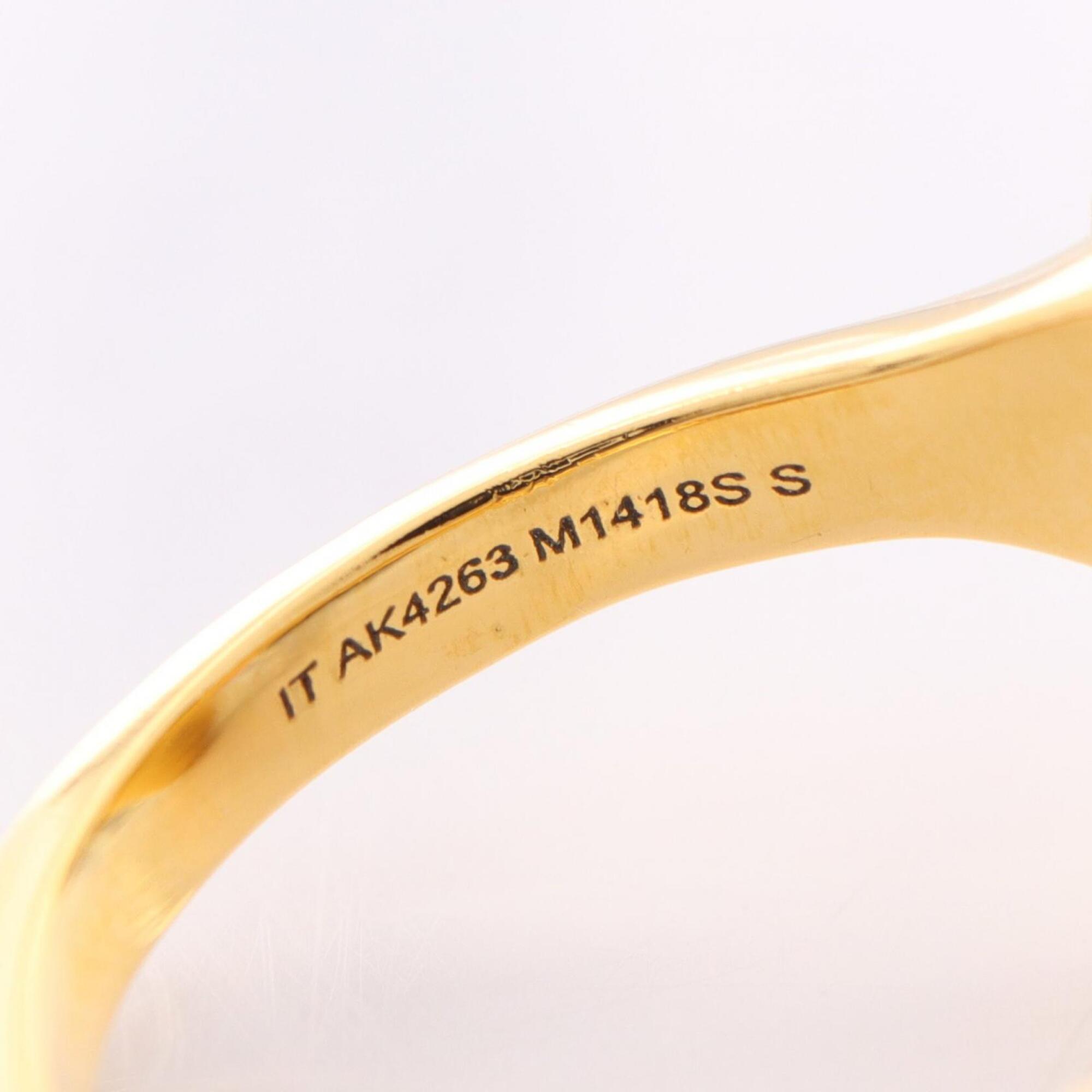 Louis Vuitton Gold Clear Pink Gold Plating Rhinestone Band Ring (Pre-Owned)