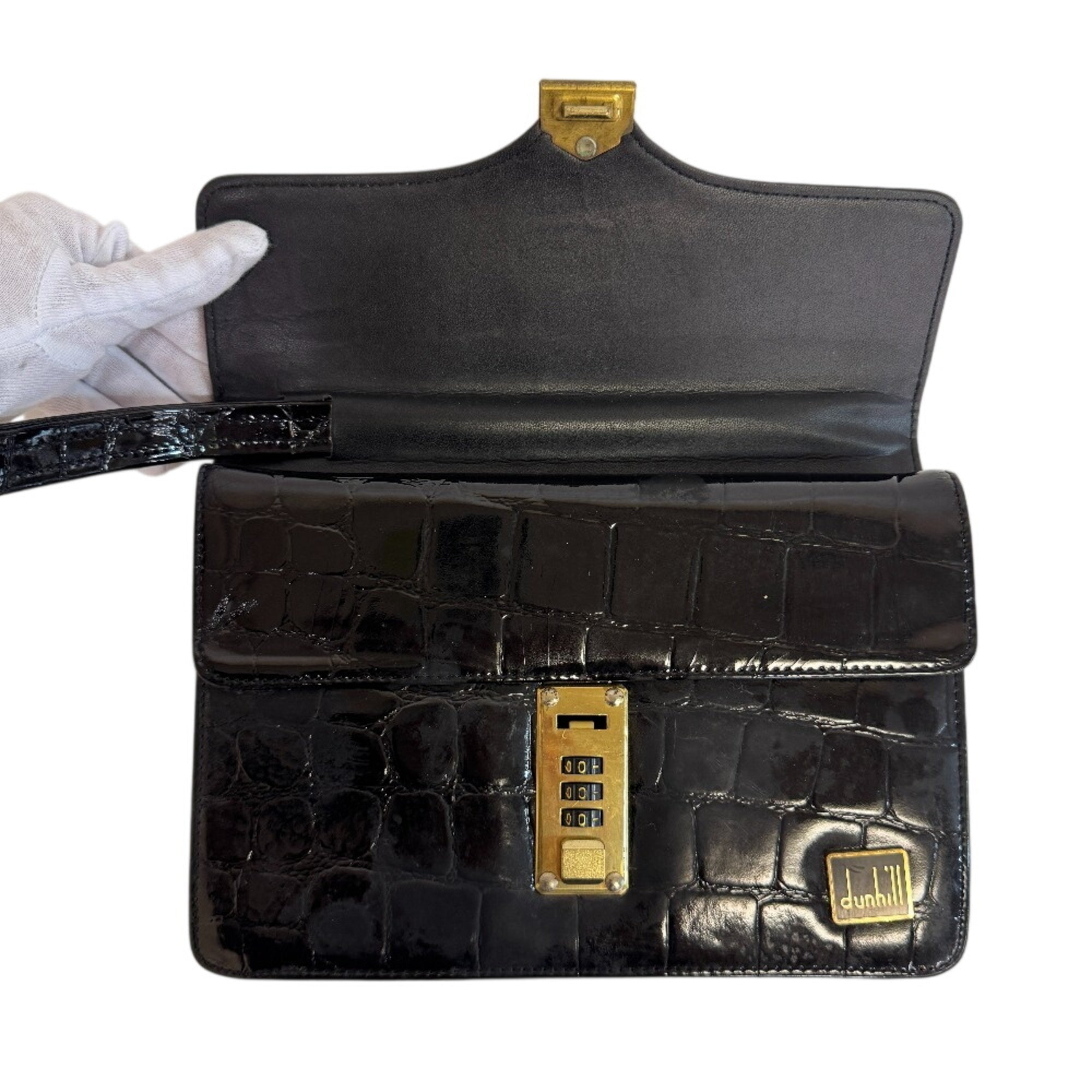 Dunhill Black Leather Clutch Bag Pouch (Pre-Owned)