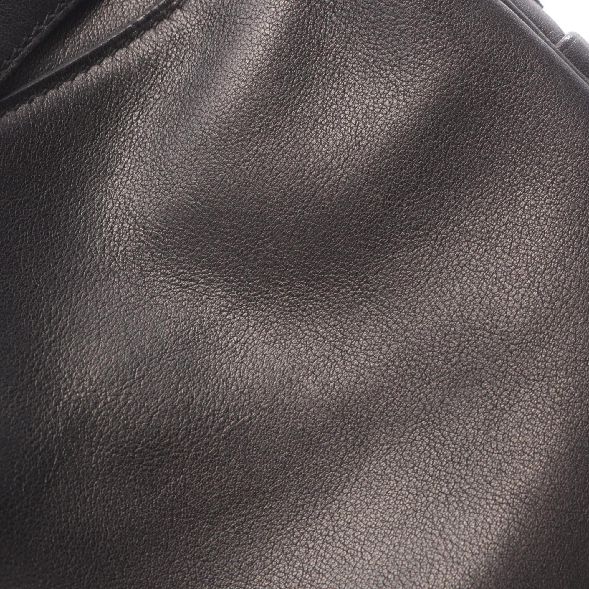 Hermes Black Leather Handbag Shoulder Bag (Pre-Owned)