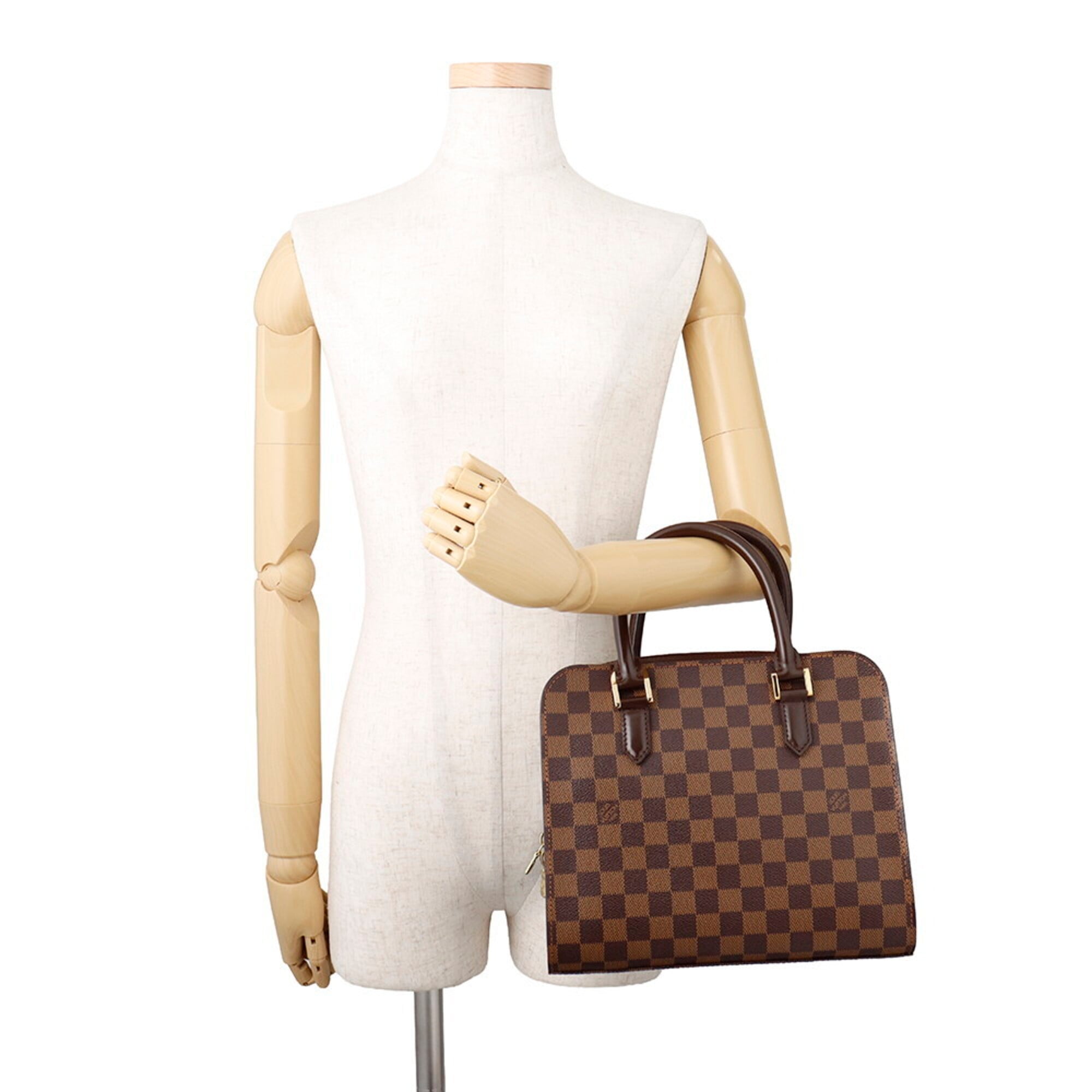 Louis Vuitton Damier Canvas Ebene Red Color Exotic Leather Handbag (Pre-Owned)