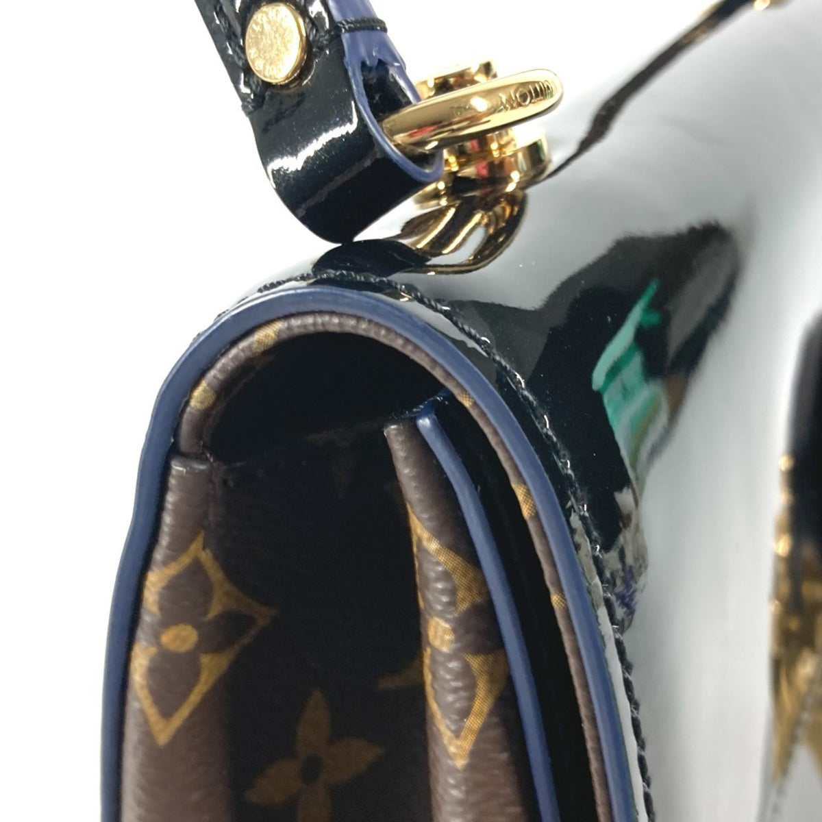 Louis Vuitton Black Brown Patent Leather Monogram Handbag (Pre-Owned)