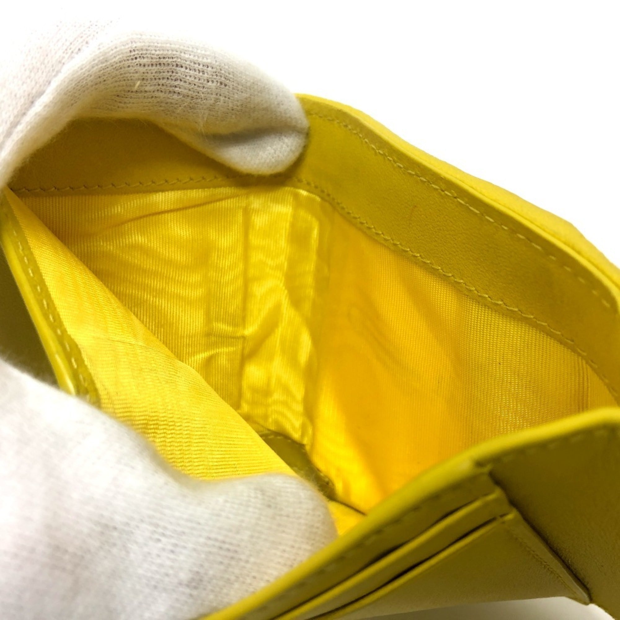 Christian Dior Lady Dior Yellow Leather Wallet (Tri-Fold) (Pre-Owned)