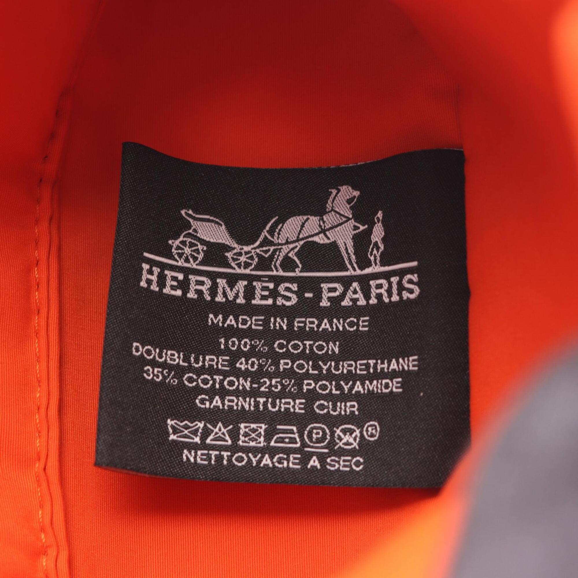 Hermes Bolide Brown Feu Orange Canvas Leather Pouch (Pre-Owned)