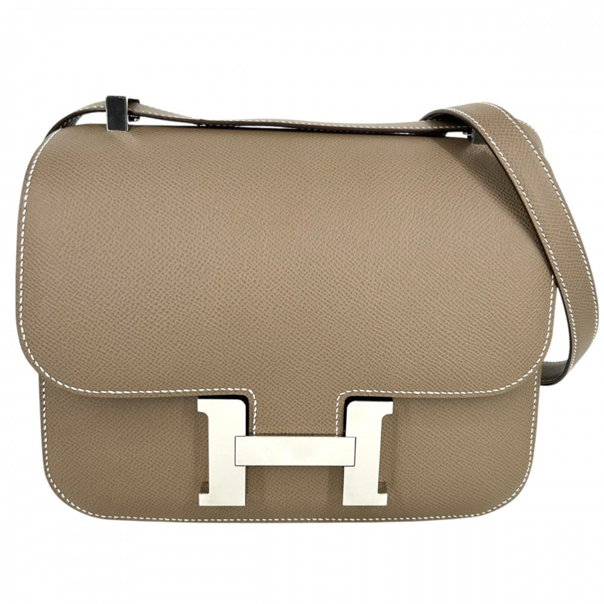 Hermes Etoupe Gray Epsom Leather Pochette Shoulder Bag (Pre-Owned)