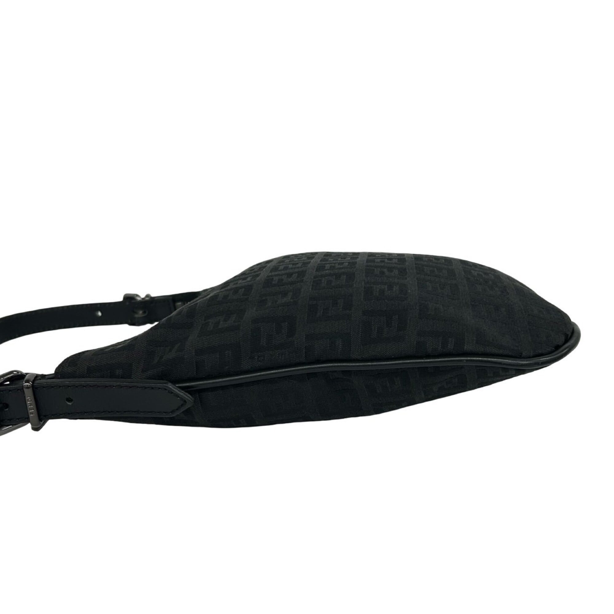 Fendi Black Canvas Leather Handbag Shoulder Bag (Pre-Owned)