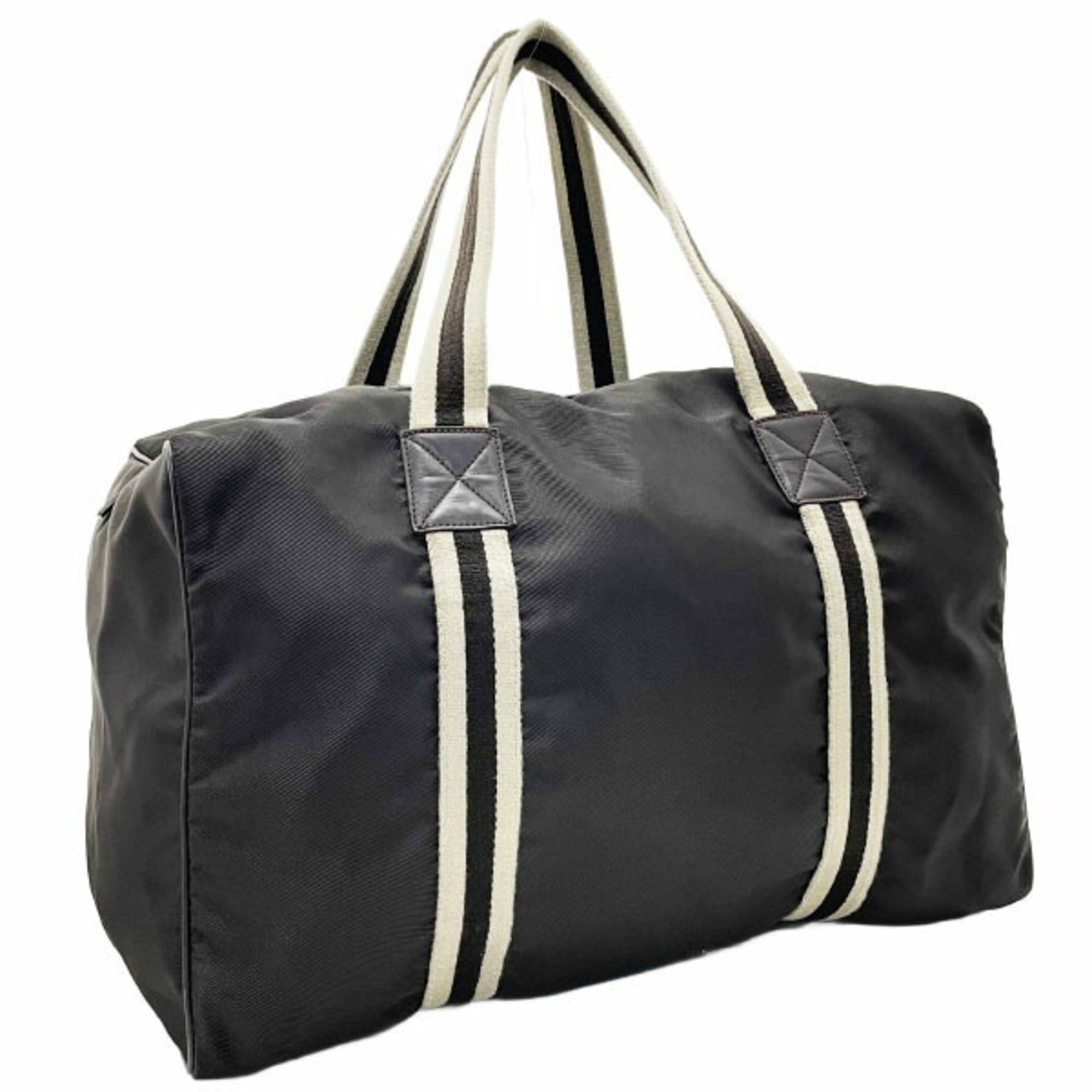 Gucci Beige Dark Brown Nylon Leather Boston Bag (Pre-Owned)