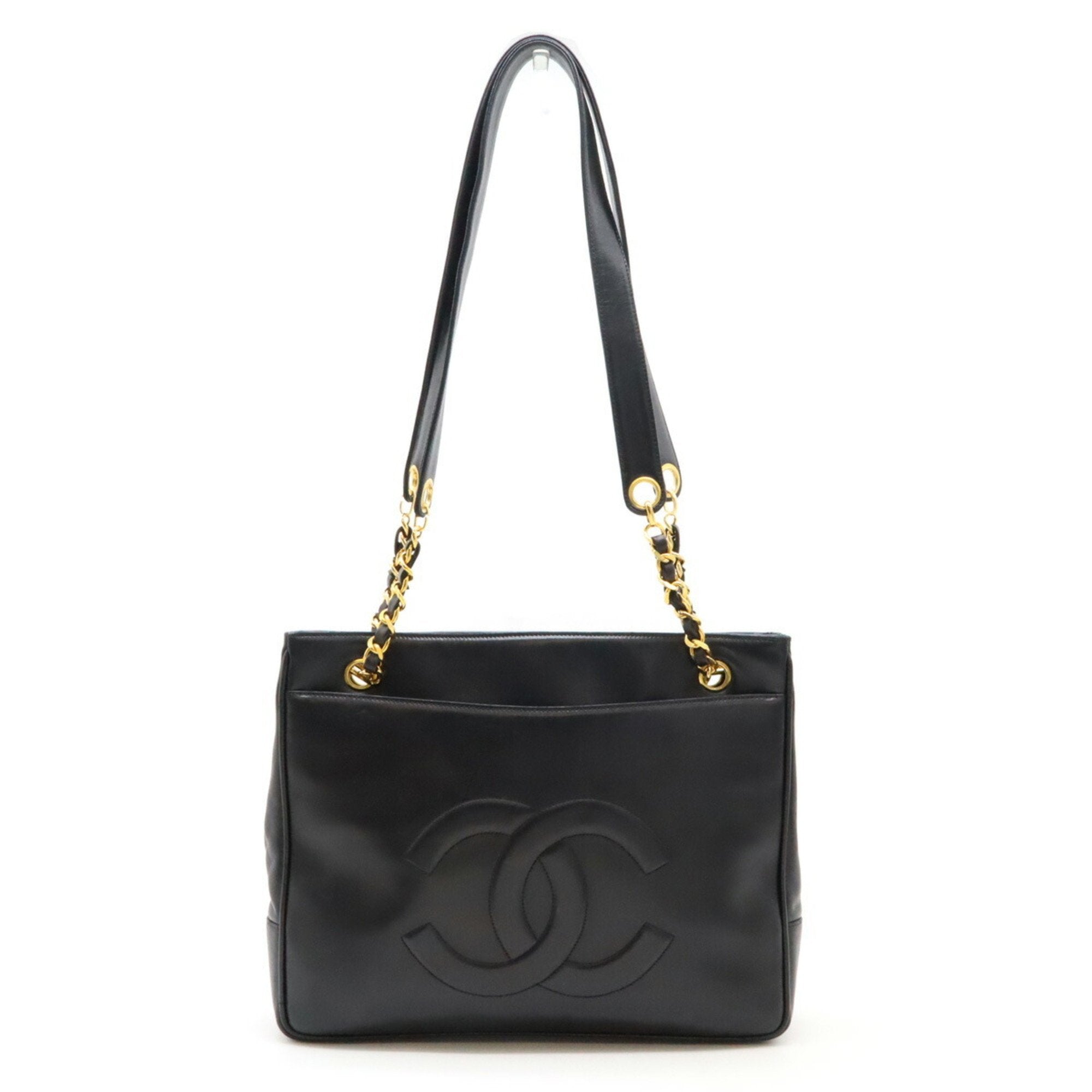 Chanel Black Leather Shoulder Bag Tote Bag (Pre-Owned)
