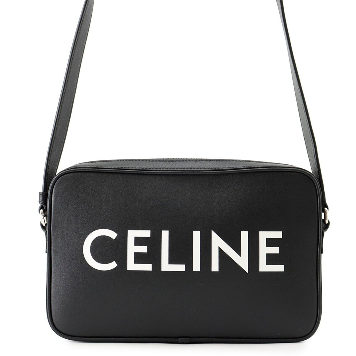 Celine Black Leather Messenger Bag Shoulder Bag (Pre-Owned)