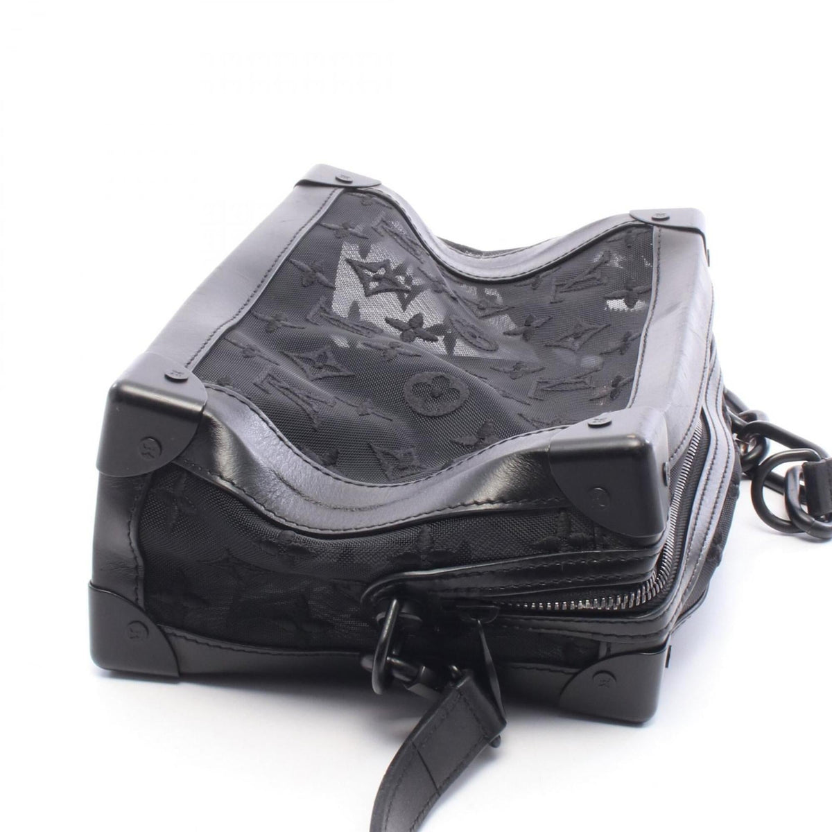 Louis Vuitton Black Mesh Leather Handbag Shoulder Bag (Pre-Owned)