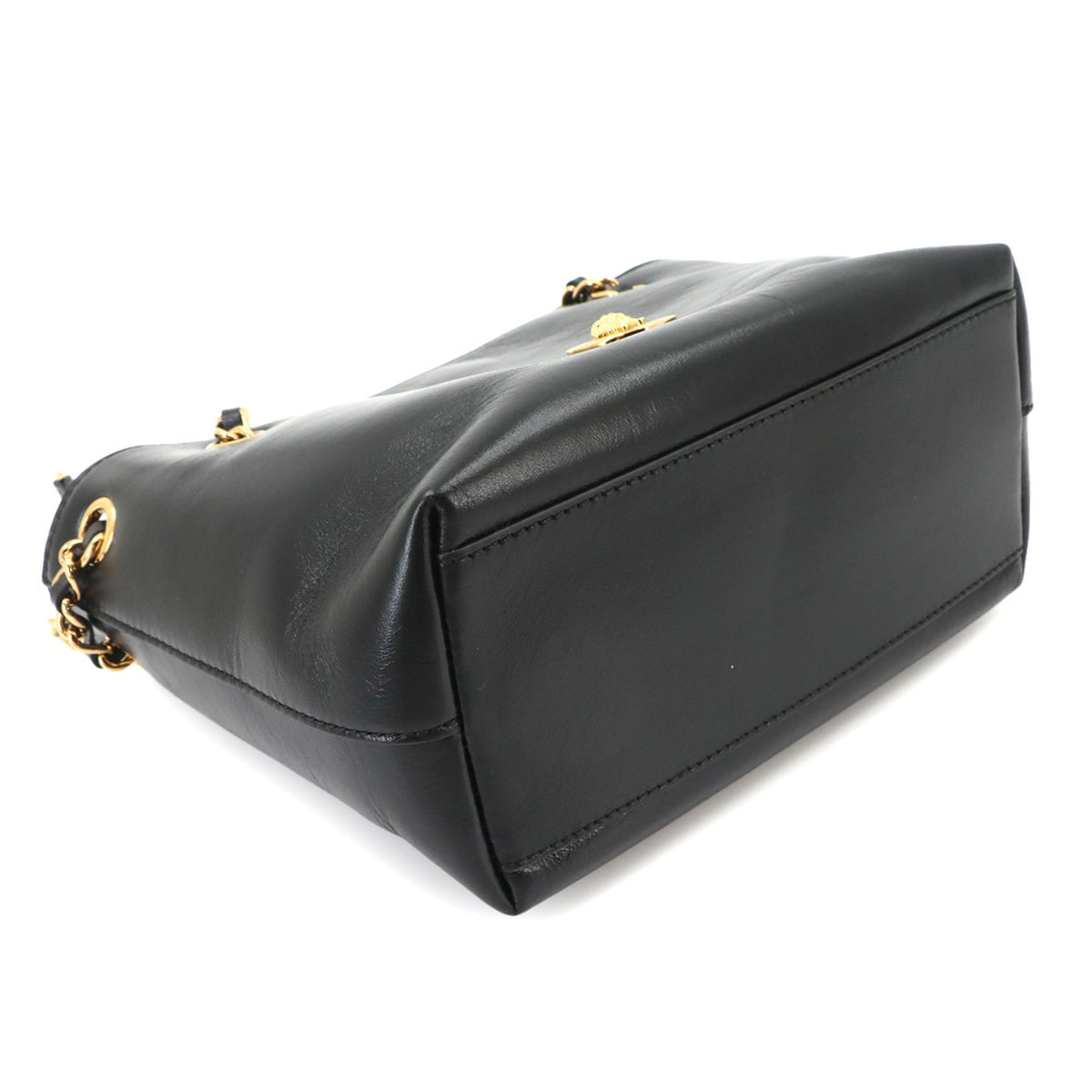 Versace Black Leather Handbag Shoulder Bag (Pre-Owned)