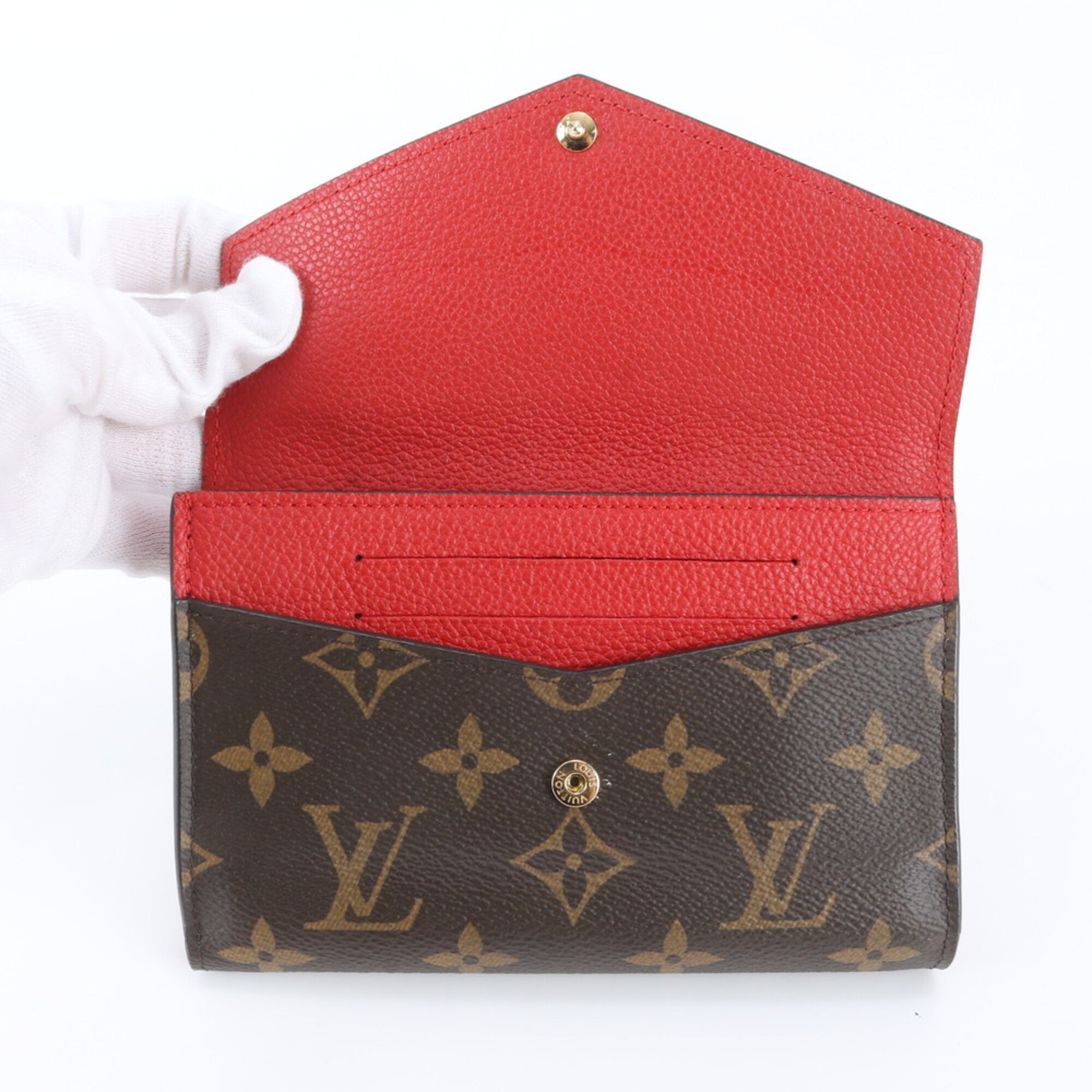 Louis Vuitton Cerise Leather Coated Canvas Wallet (Bi-Fold) (Pre-Owned)