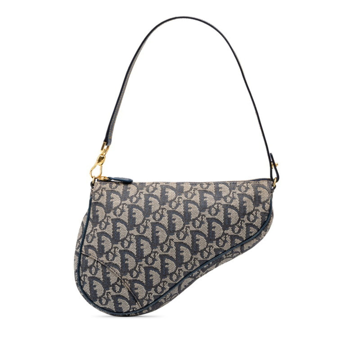 Christian Dior Trotter Navy Canvas Leather Handbag Pouch (Pre-Owned)