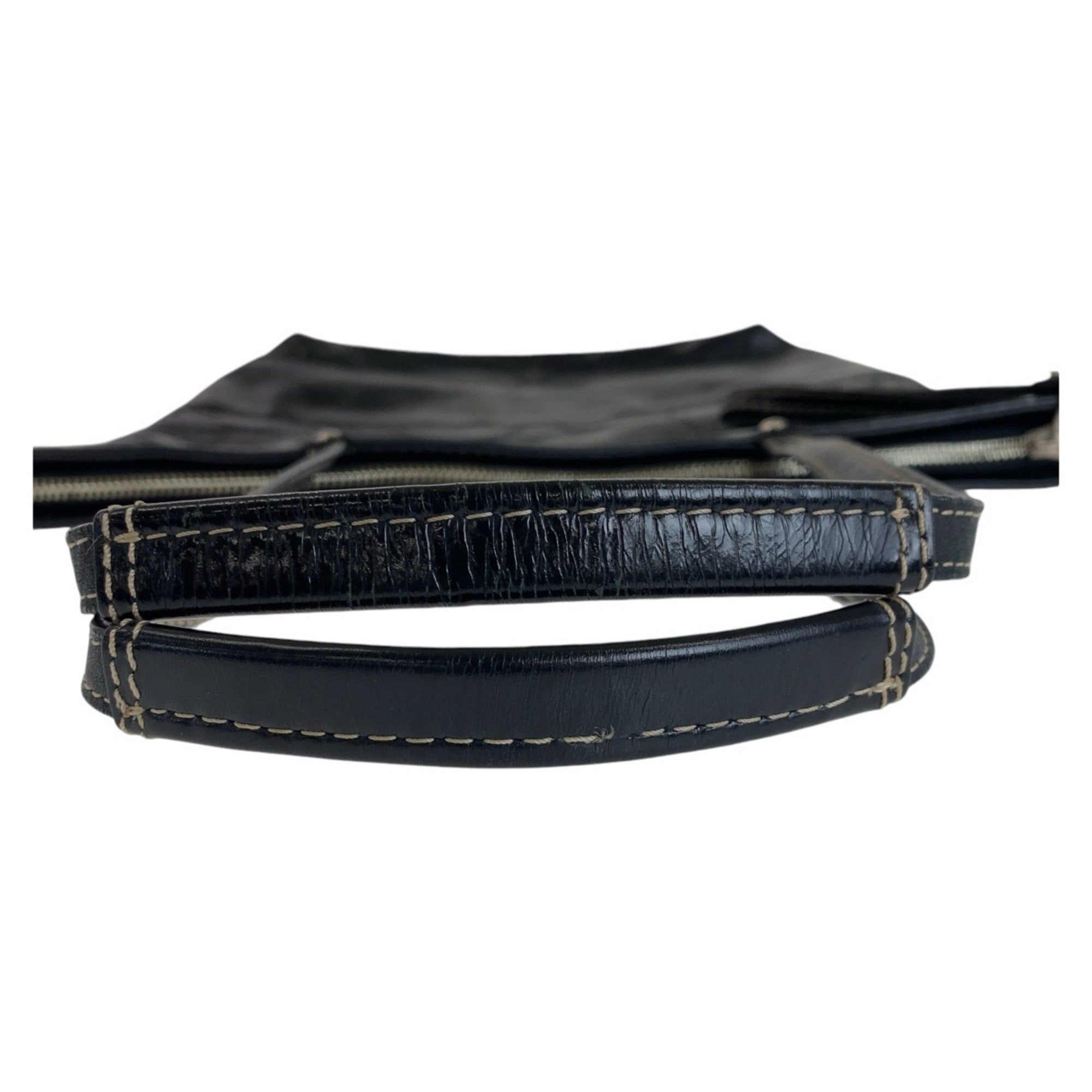 Coach Black Leather Shoulder Bag Tote Bag (Pre-Owned)