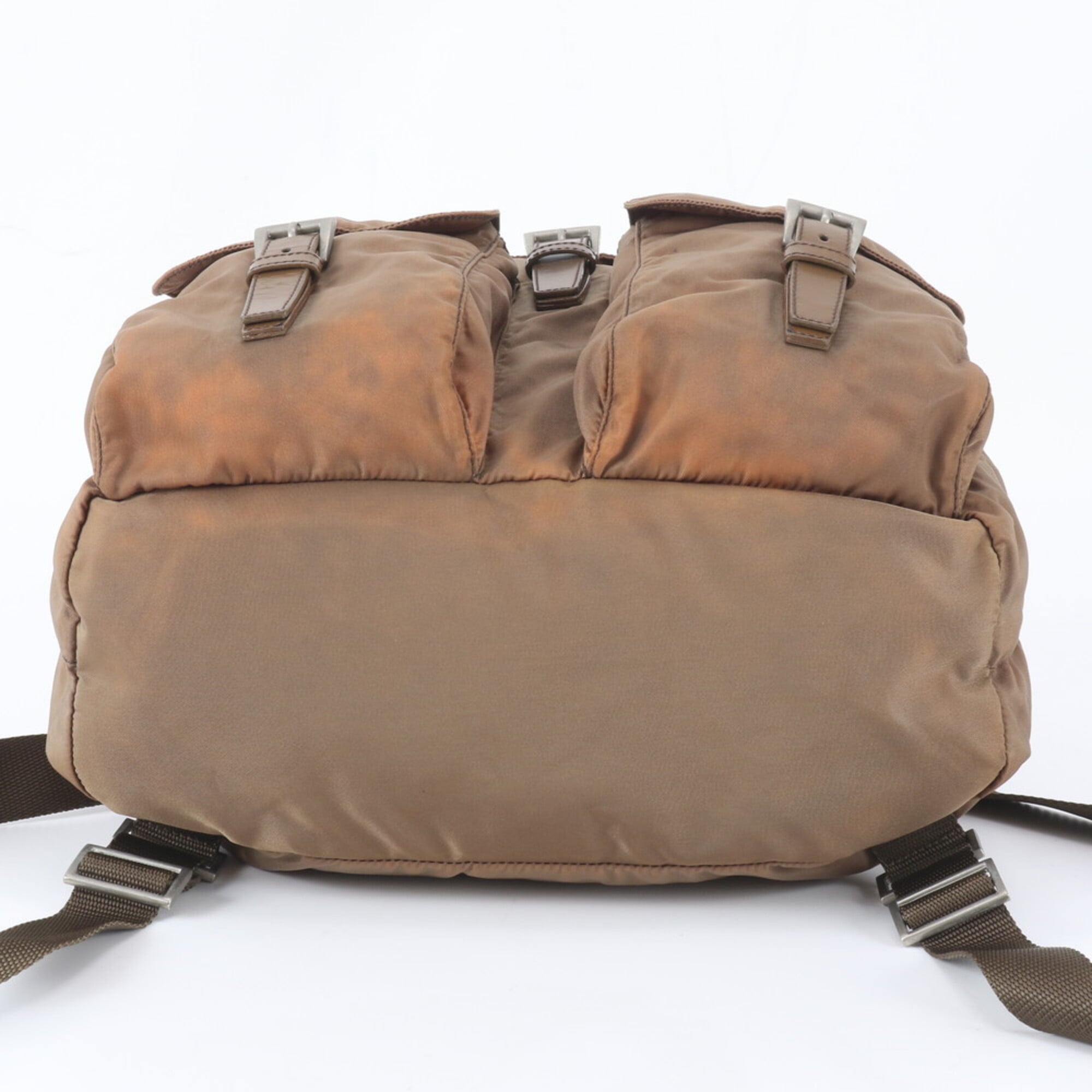 Prada Brown Nylon Leather Backpack Handbag (Pre-Owned)