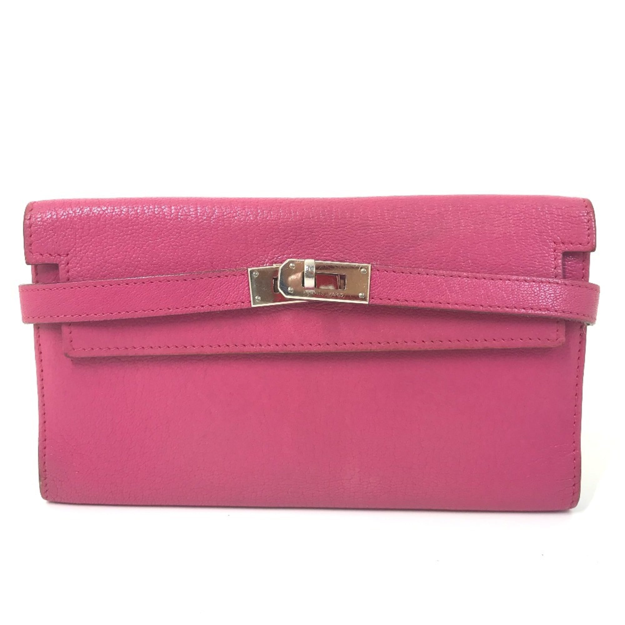 Hermes Pink Chevre Leather Long Wallet (Bi-Fold) (Pre-Owned)