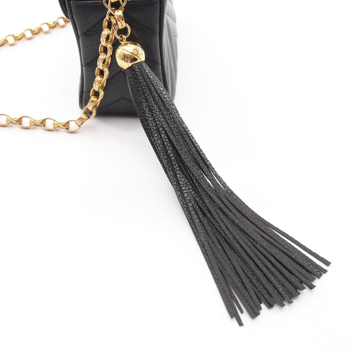 Chanel Black Leather Handbag Shoulder Bag (Pre-Owned)