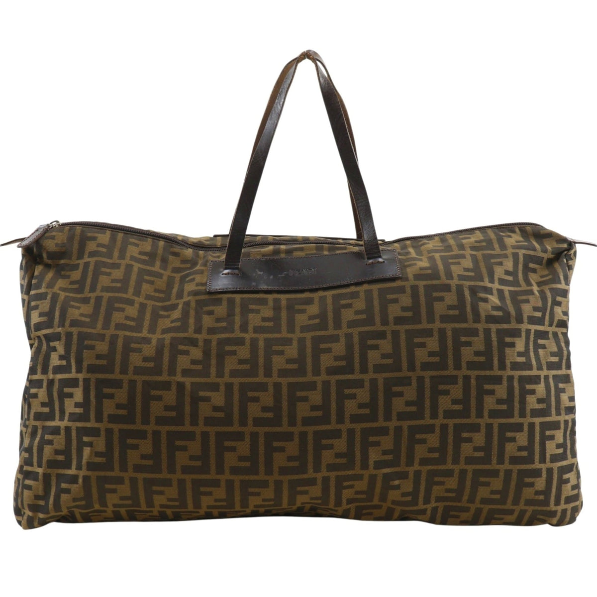 Fendi Zucca Brown Nylon Canvas Boston Bag (Pre-Owned)
