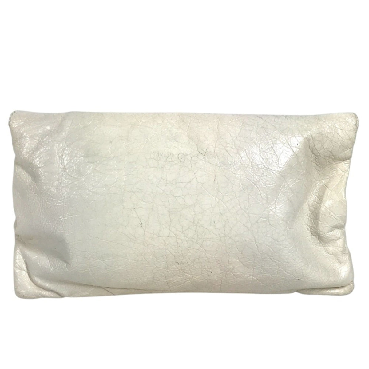 Balenciaga Gold White Leather Clutch Bag Handbag Pouch (Pre-Owned)
