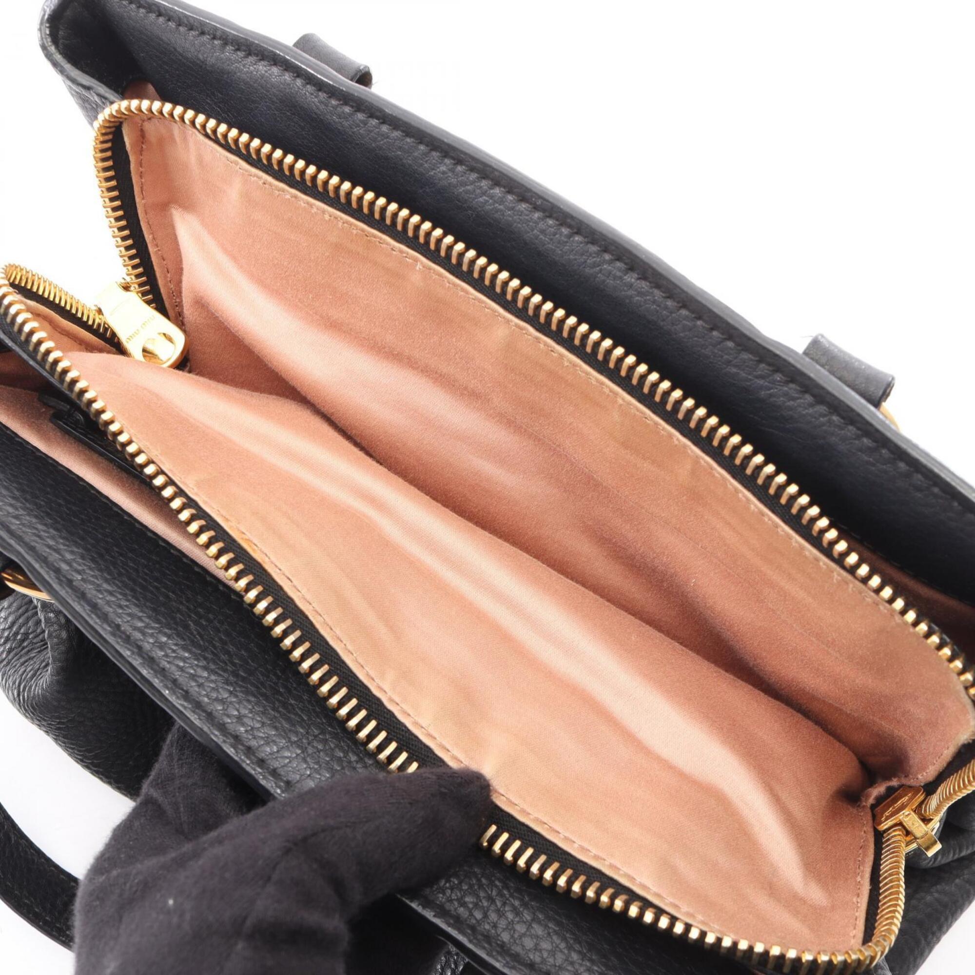 Miu Miu Black Leather Handbag Tote Bag (Pre-Owned)
