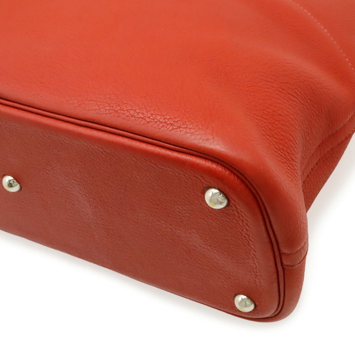Hermes Red Color Taurillon Clemence Leather Handbag Tote Bag (Pre-Owned)