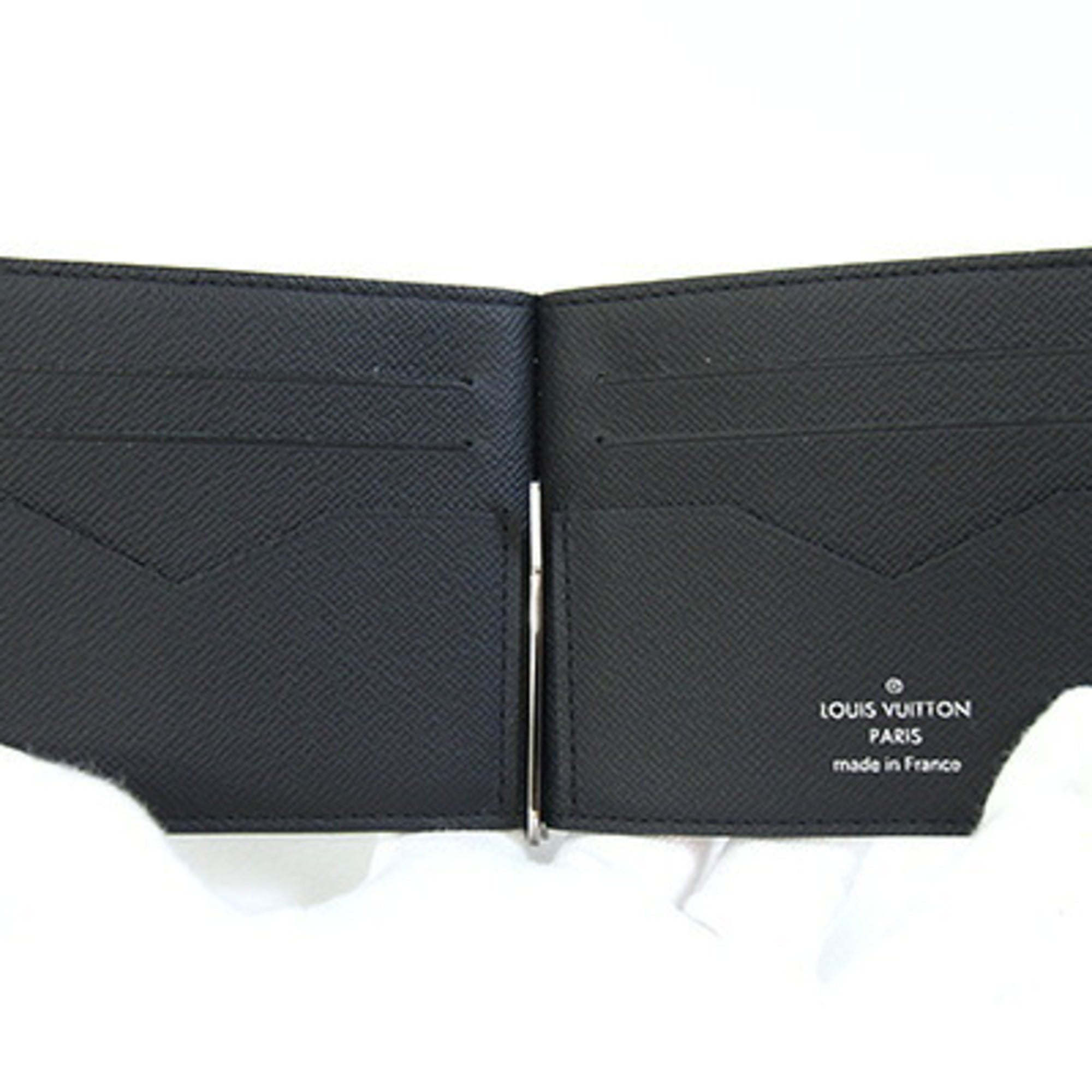 Louis Vuitton Taiga Noir Taiga Leather Leather Wallet (Bi-Fold) (Pre-Owned)