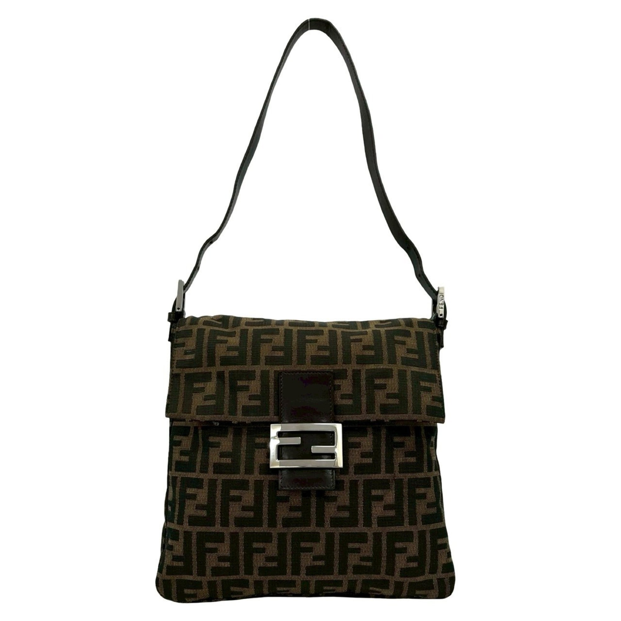 Fendi Brown Canvas Leather Handbag Shoulder Bag (Pre-Owned)