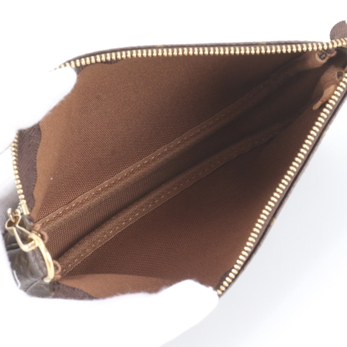 Louis Vuitton Brown Leather Coated Canvas Handbag Pochette Tote Bag (Pre-Owned)