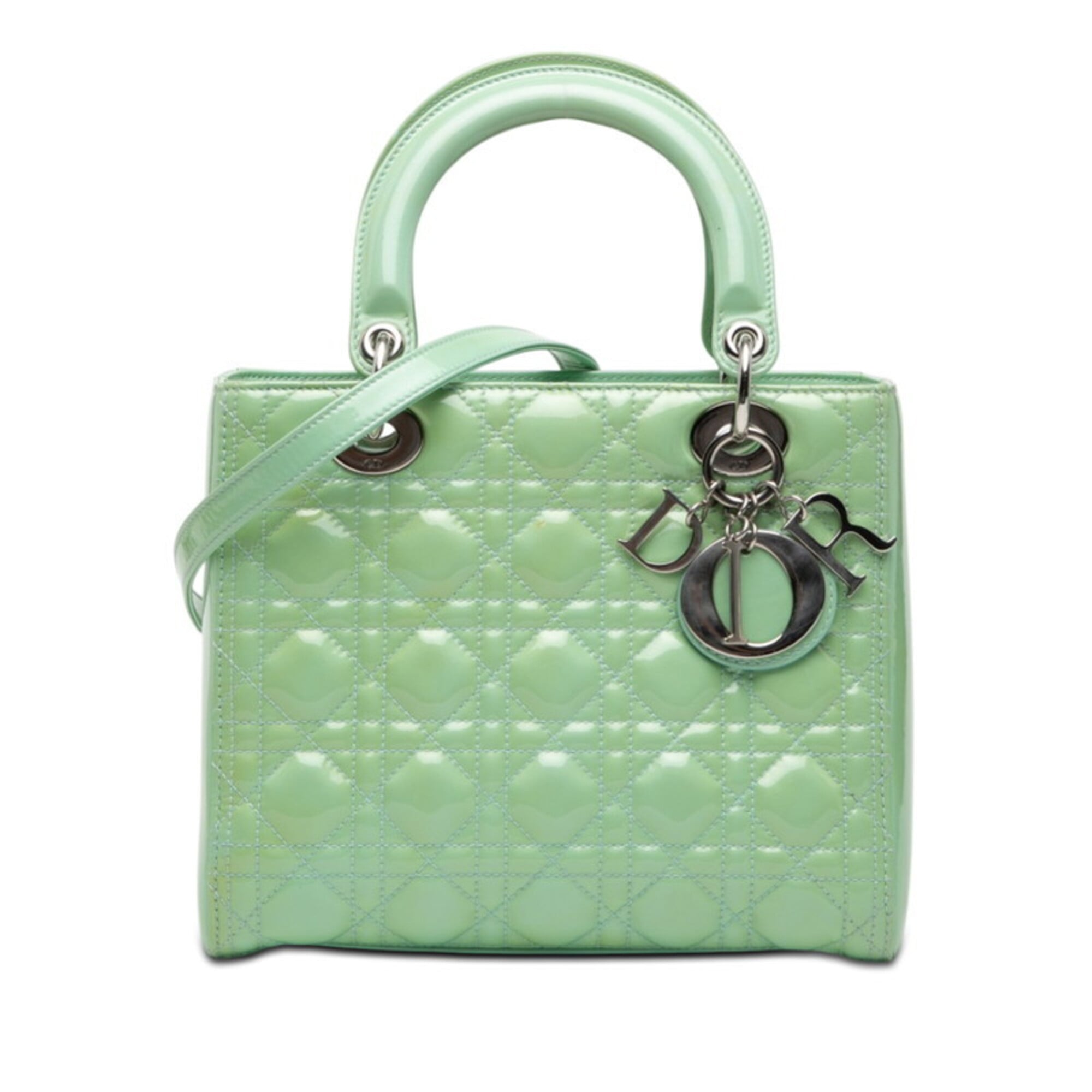Christian Dior Green Patent Leather Handbag Shoulder Bag (Pre-Owned)