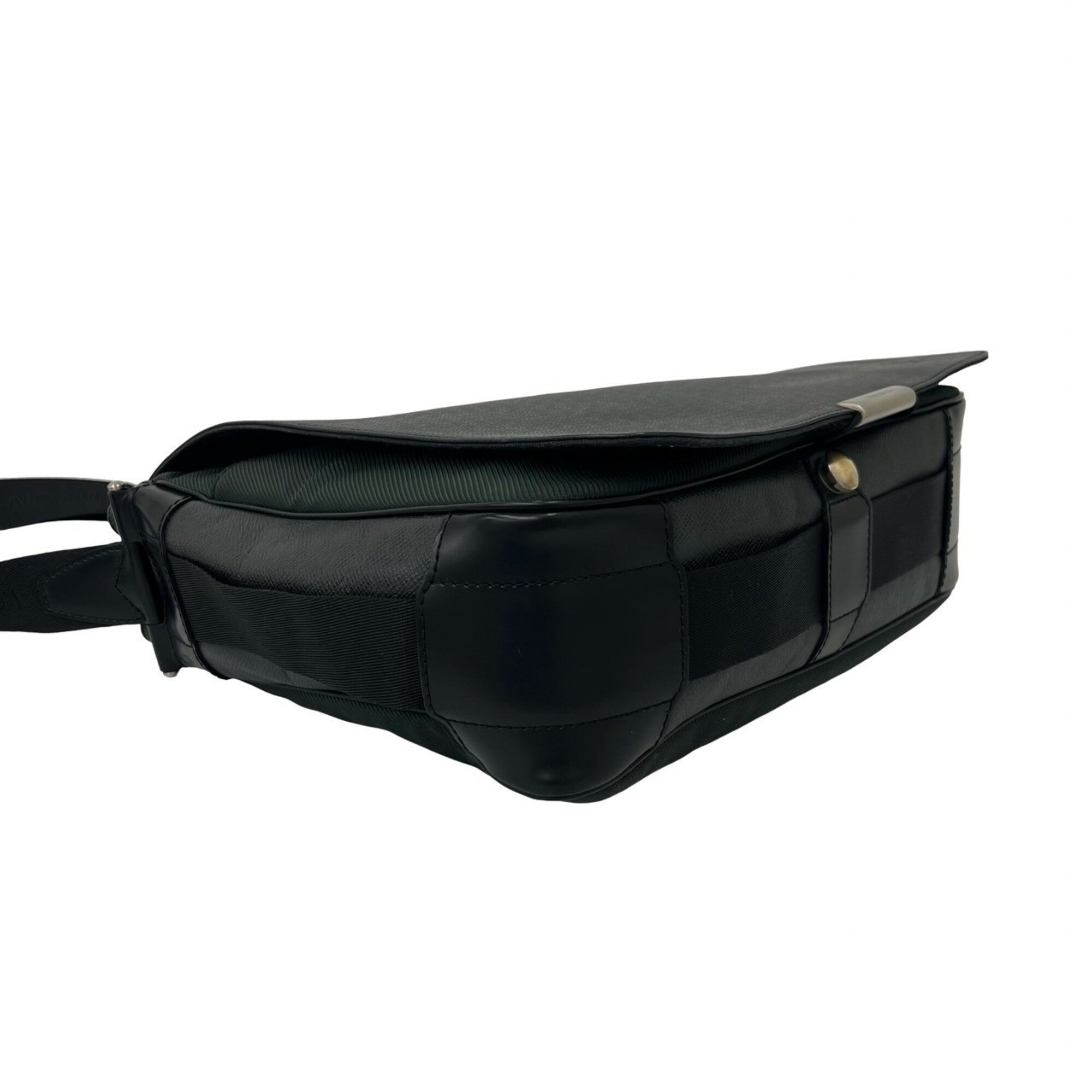 Louis Vuitton Black Green Leather Canvas Shoulder Bag (Pre-Owned)