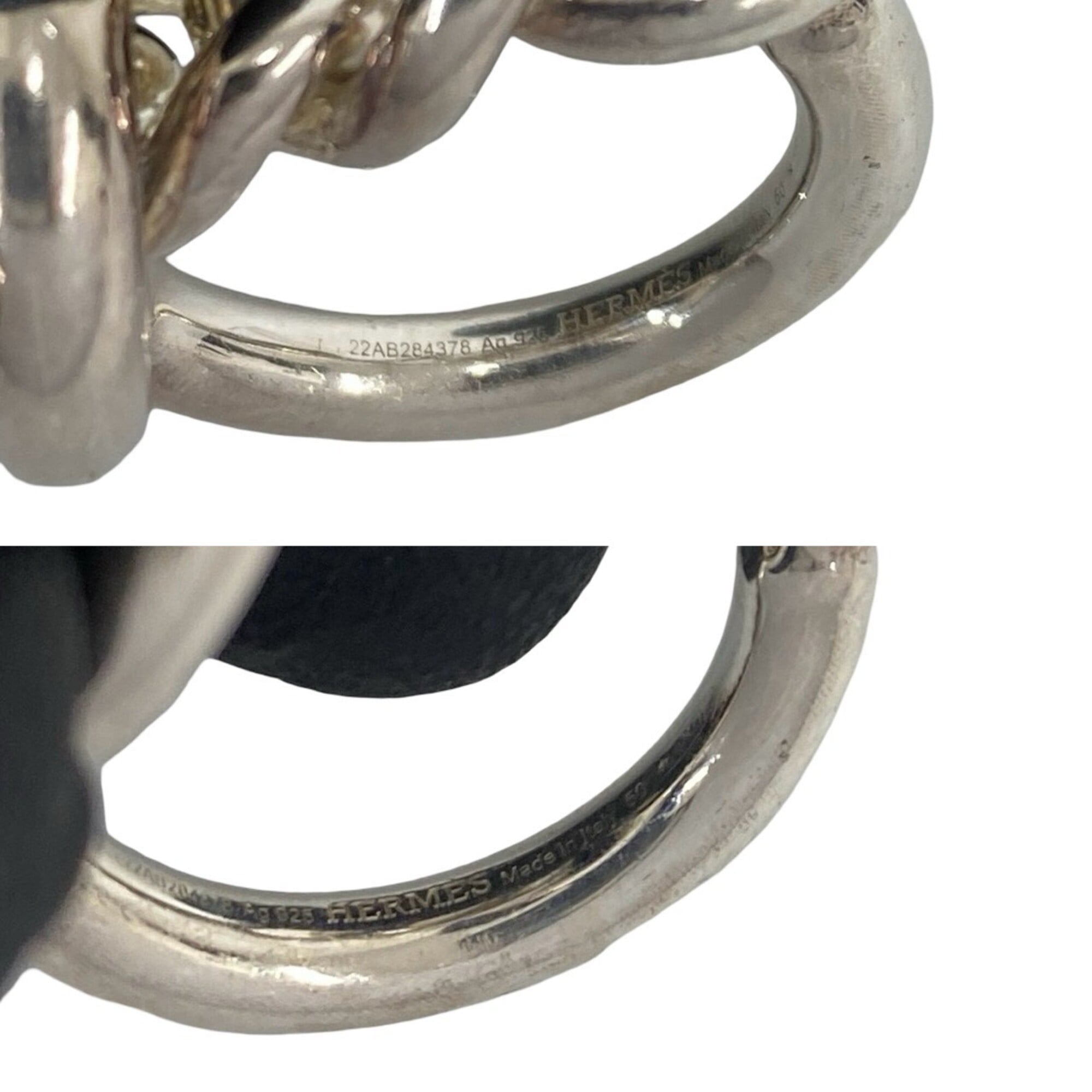 Hermes Silver Silver 925 Band Ring (Pre-Owned)