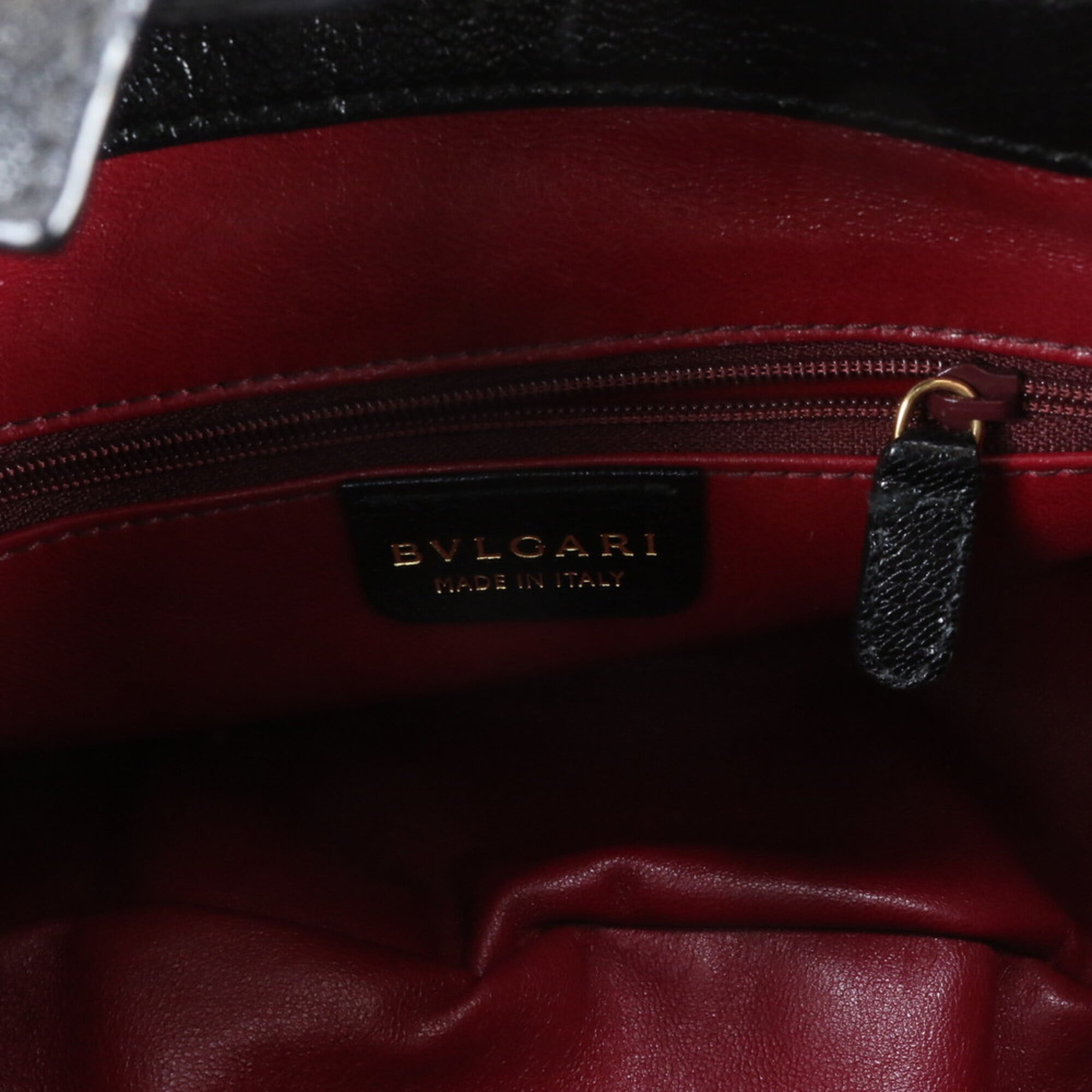 Bvlgari Black Leather Handbag Shoulder Bag Tote Bag (Pre-Owned)