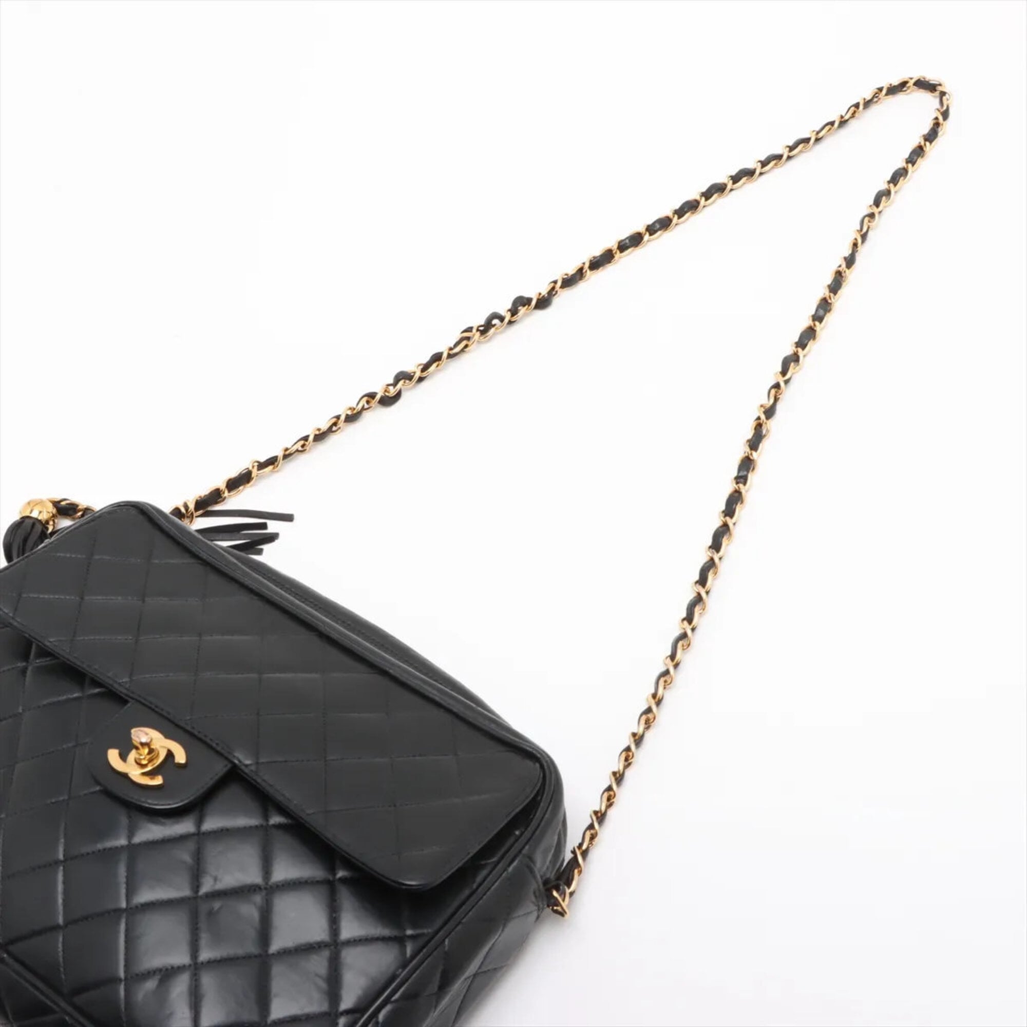 Chanel Black Leather Shoulder Bag Tote Bag (Pre-Owned)
