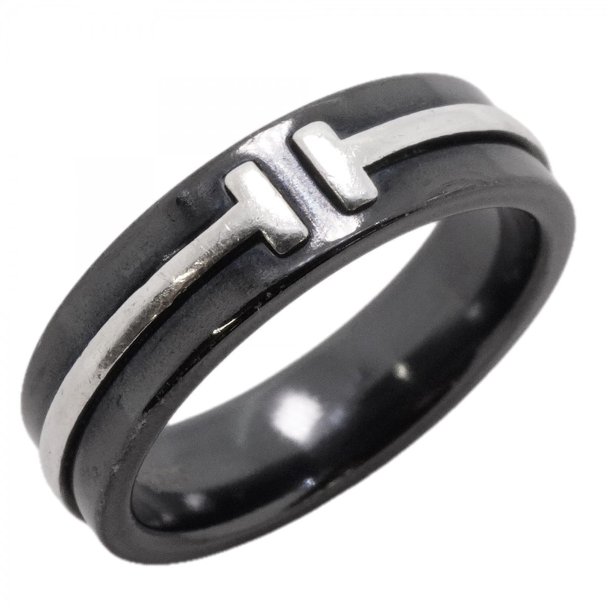 Tiffany Black Silver 925 Titanium Band Ring (Pre-Owned)