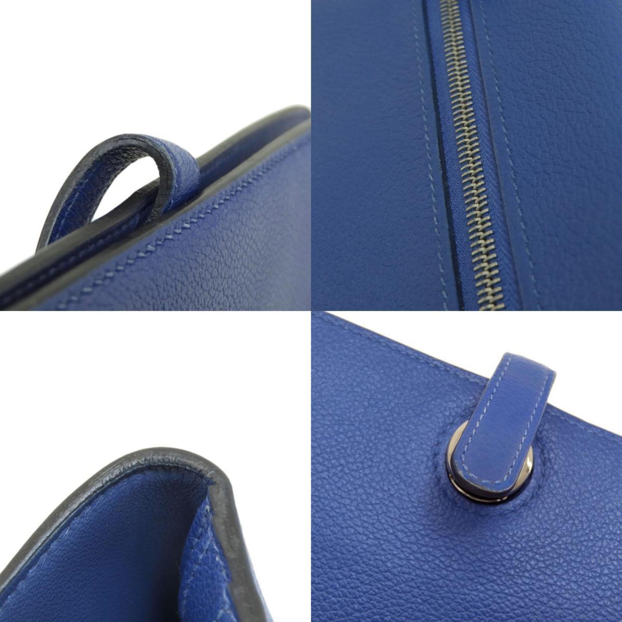 Hermes Blue Leather Long Wallet (Bi-Fold) (Pre-Owned)