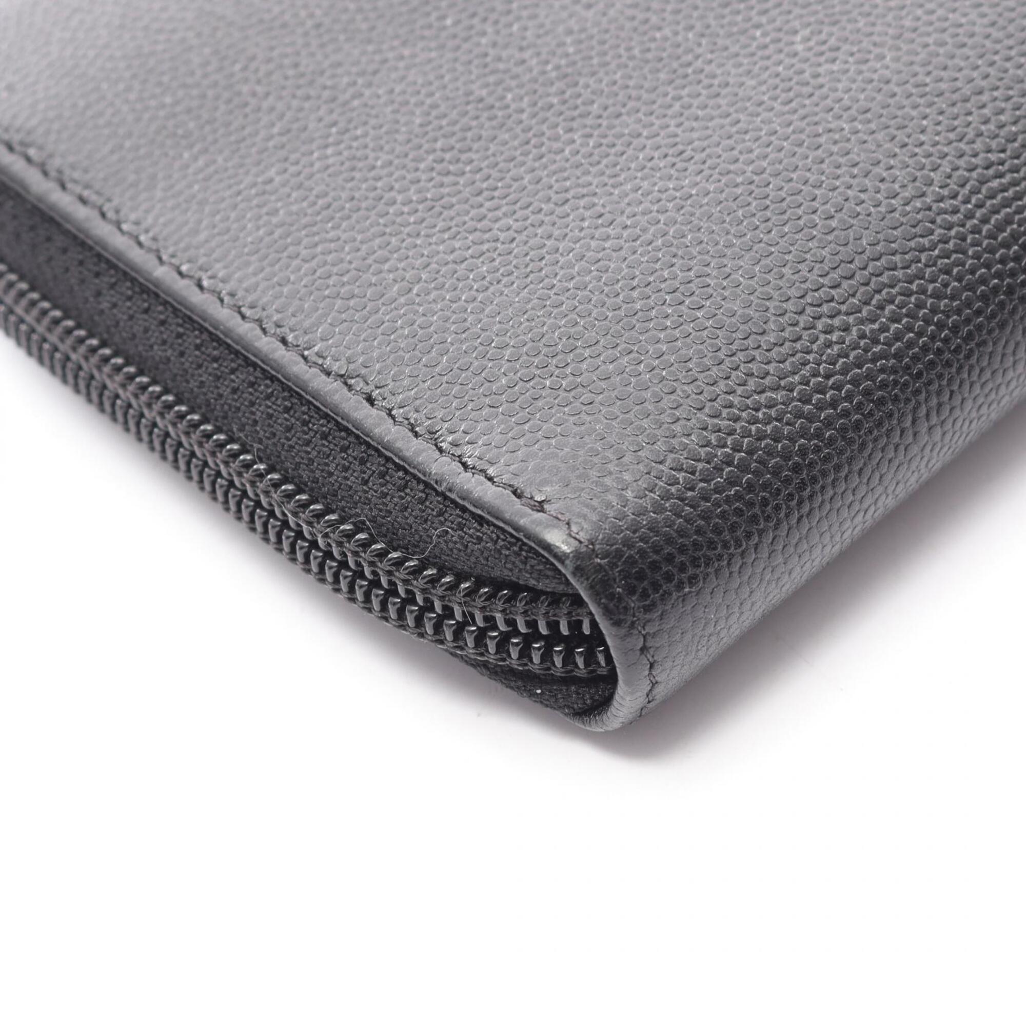 Chanel Black Grained Calfskin Long Wallet (Bi-Fold) (Pre-Owned)