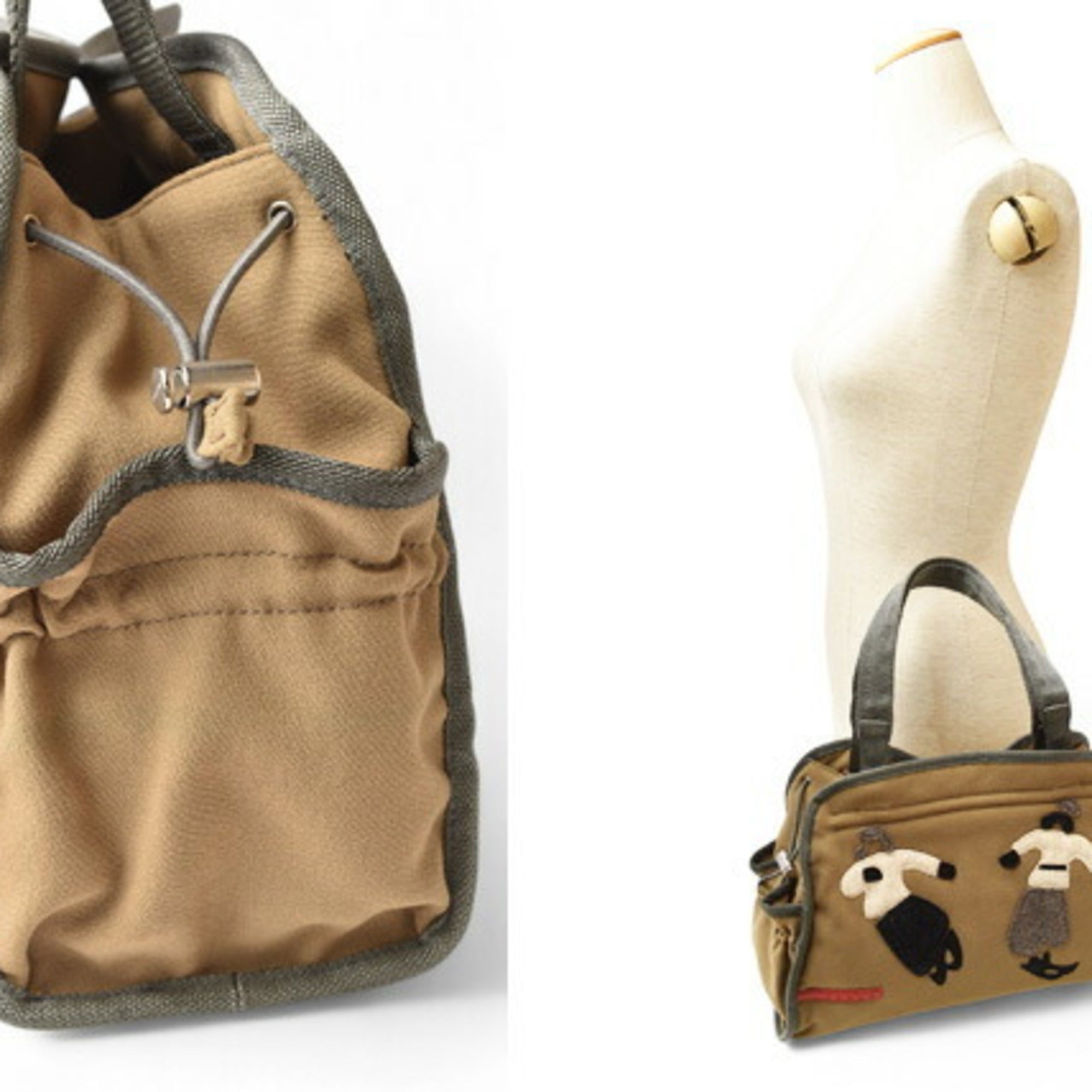 Pradasports Light Brown Canvas Nylon Boston Bag Handbag (Pre-Owned)