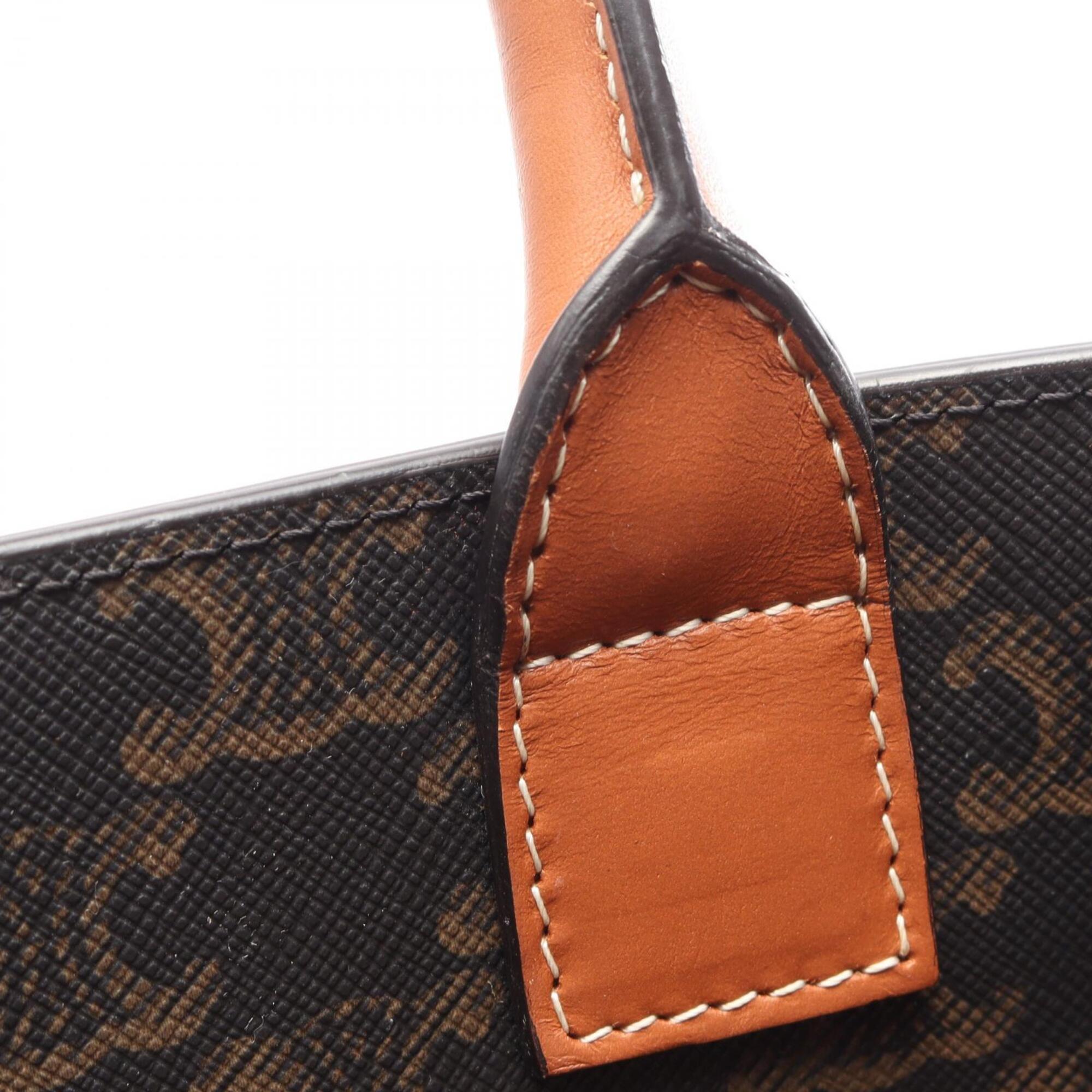 Celine Black Brown Coated Canvas Leather Handbag Tote Bag (Pre-Owned)