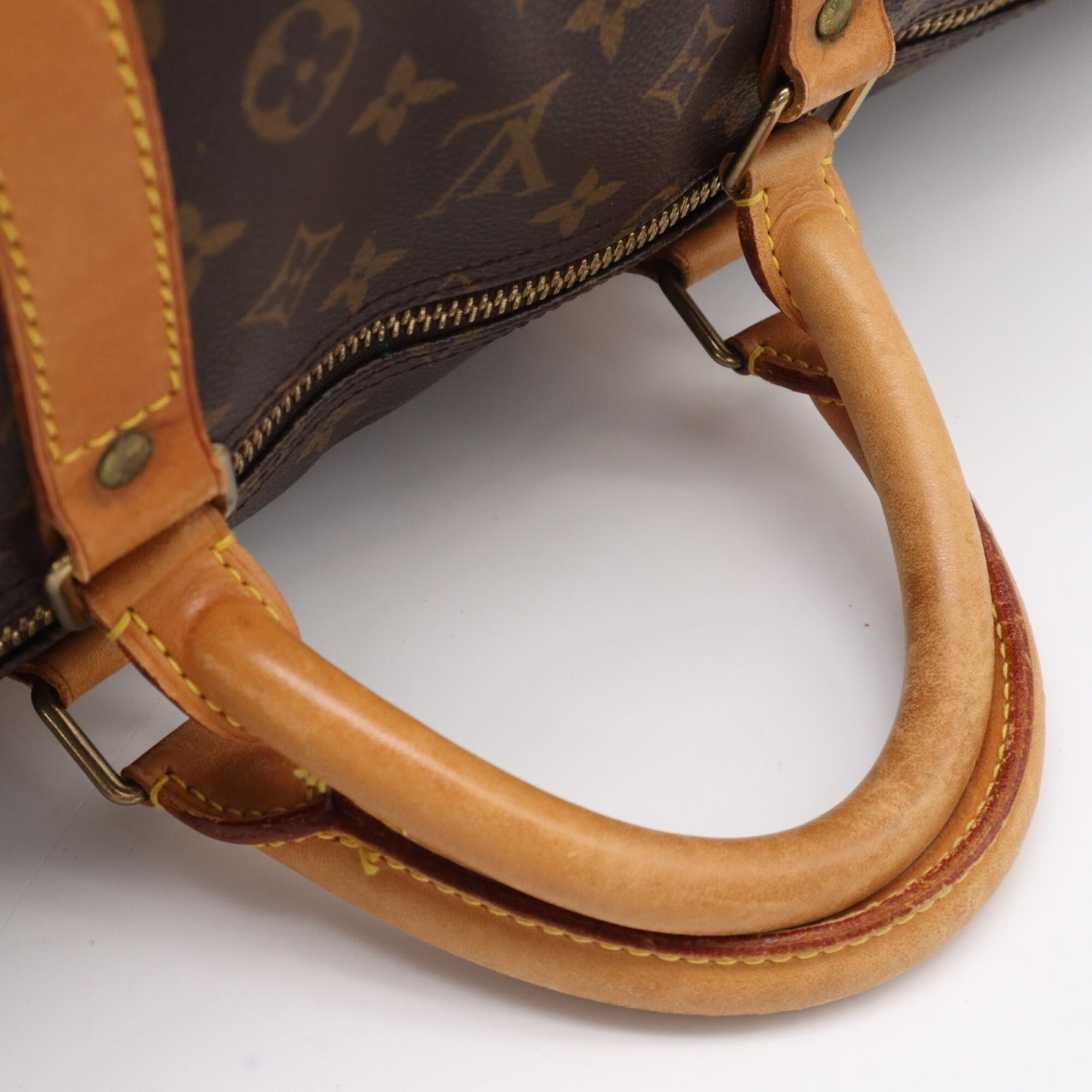 Louis Vuitton Monogram Beige Brown Coated Canvas Leather Boston Bag (Pre-Owned)