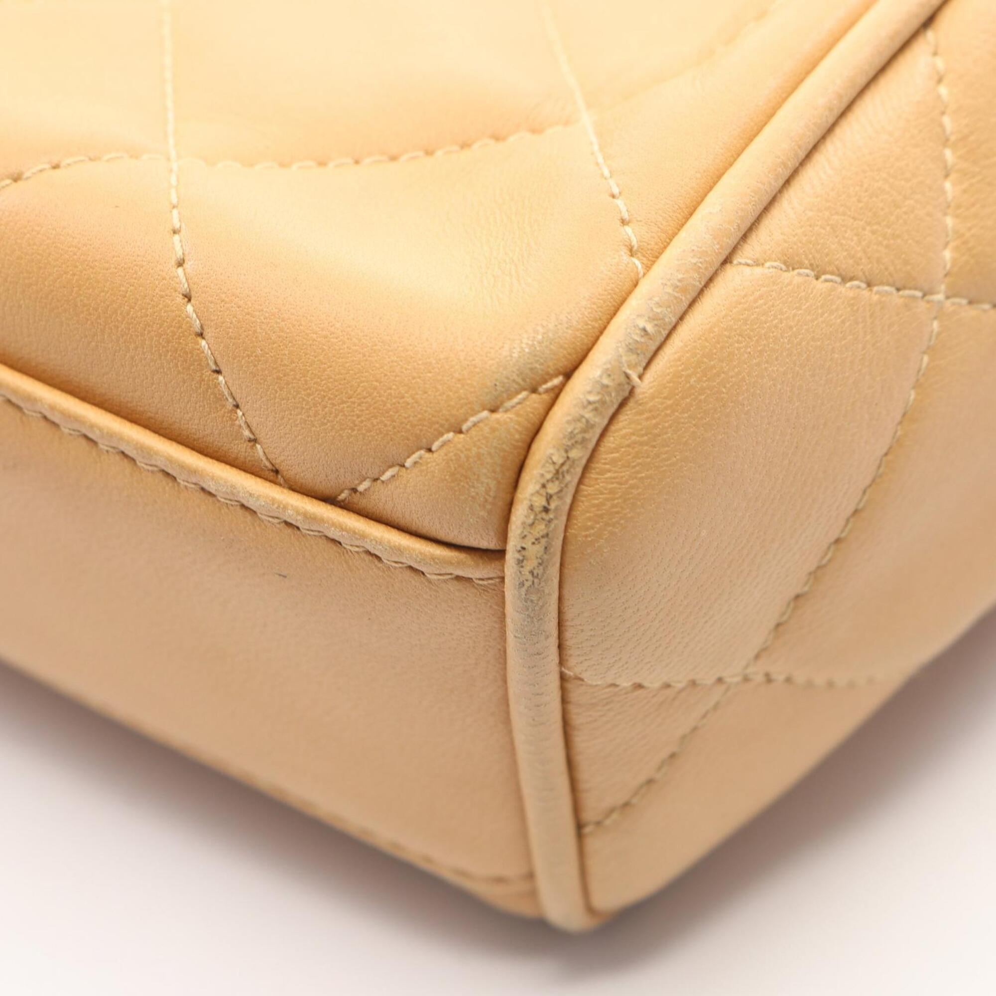 Chanel Beige Leather Handbag Shoulder Bag (Pre-Owned)
