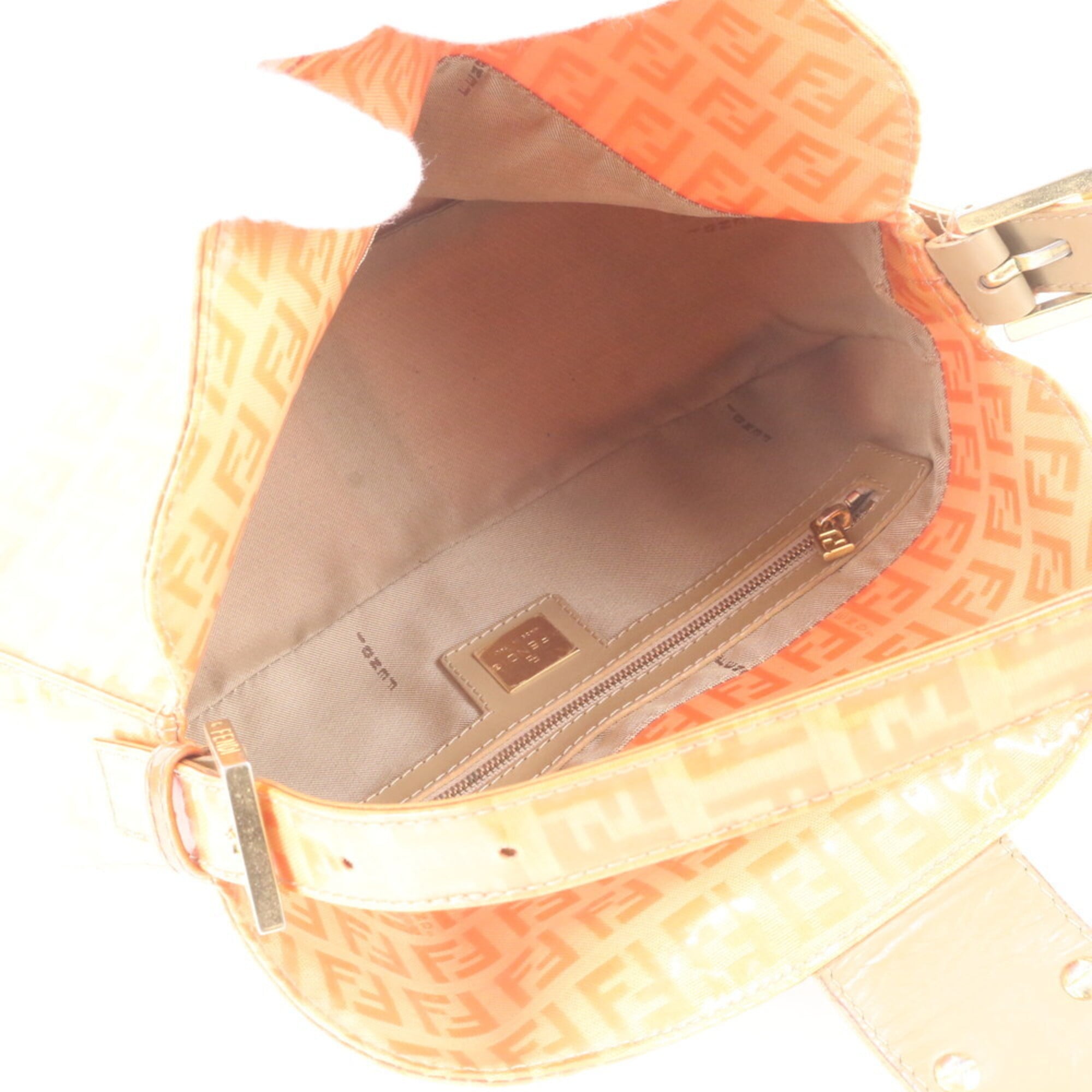 Fendi Orange Leather Coated Canvas Handbag Shoulder Bag (Pre-Owned)