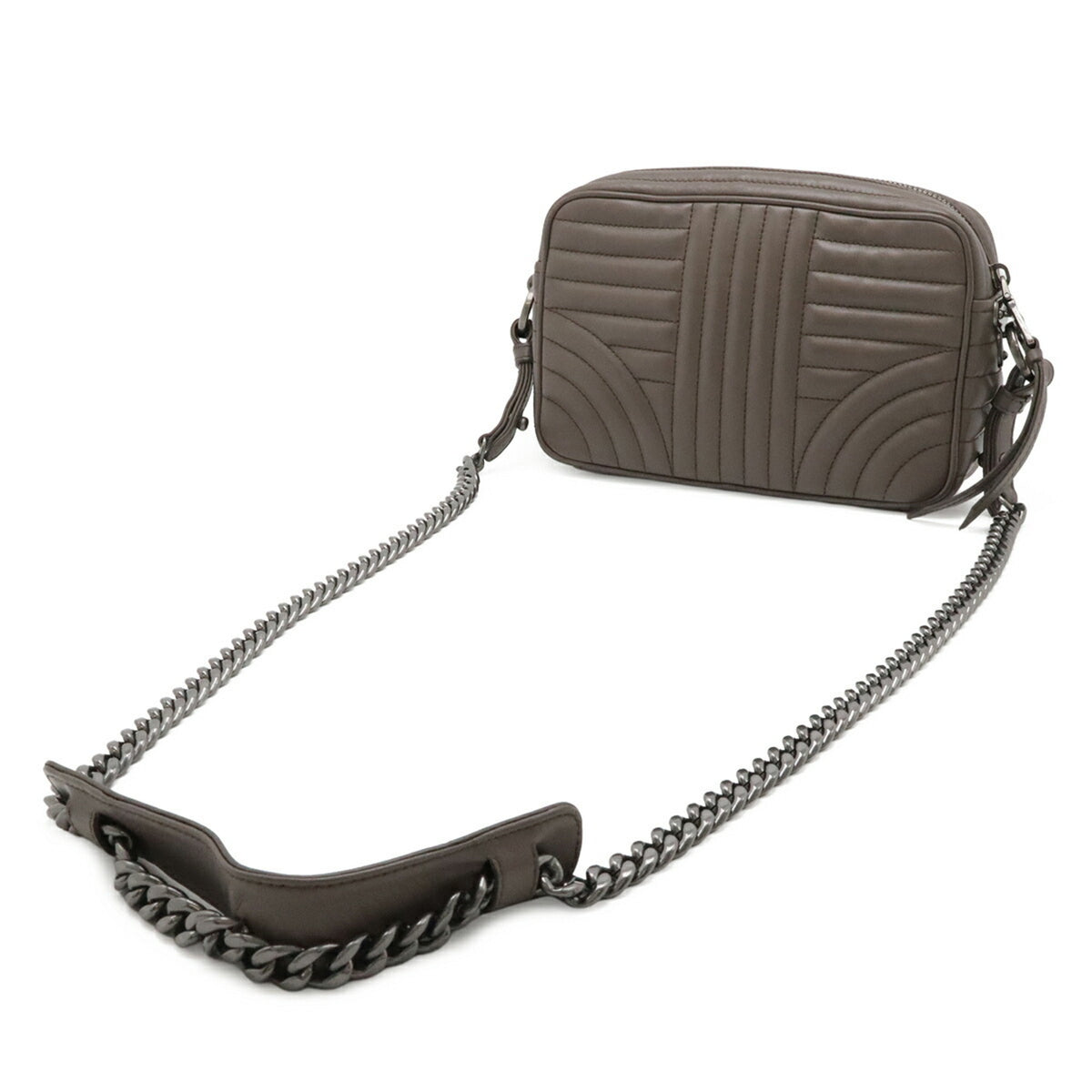 Prada Grayish Leather Clutch Bag Shoulder Bag (Pre-Owned)