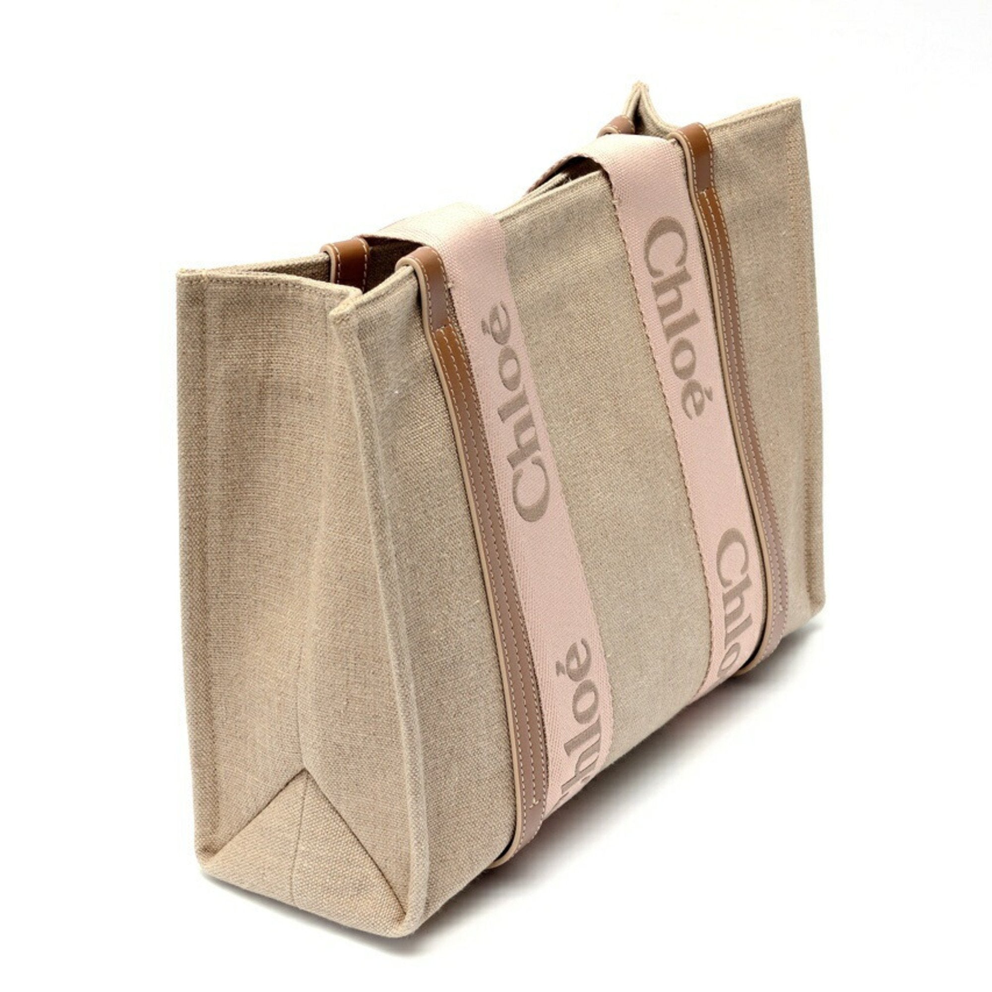 Chloé Beige Canvas Leather Tote Bag (Pre-Owned)