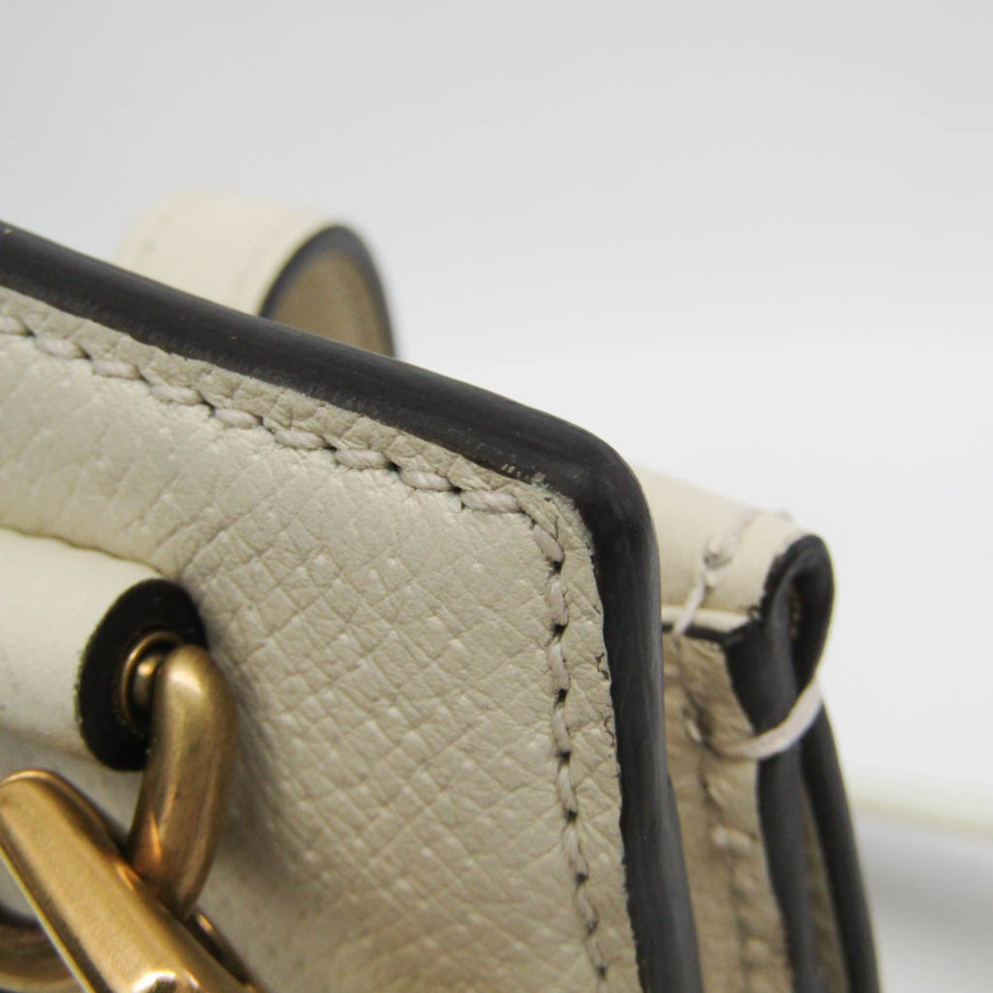Gucci Totem Top Handle Bag Leather White Leather Handbag (Pre-Owned)