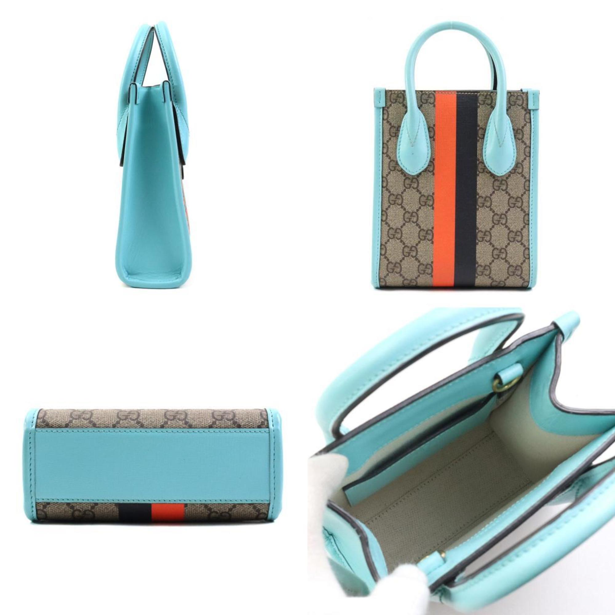 Gucci Blue Brown Gg Supreme Handbag Shoulder Bag (Pre-Owned)