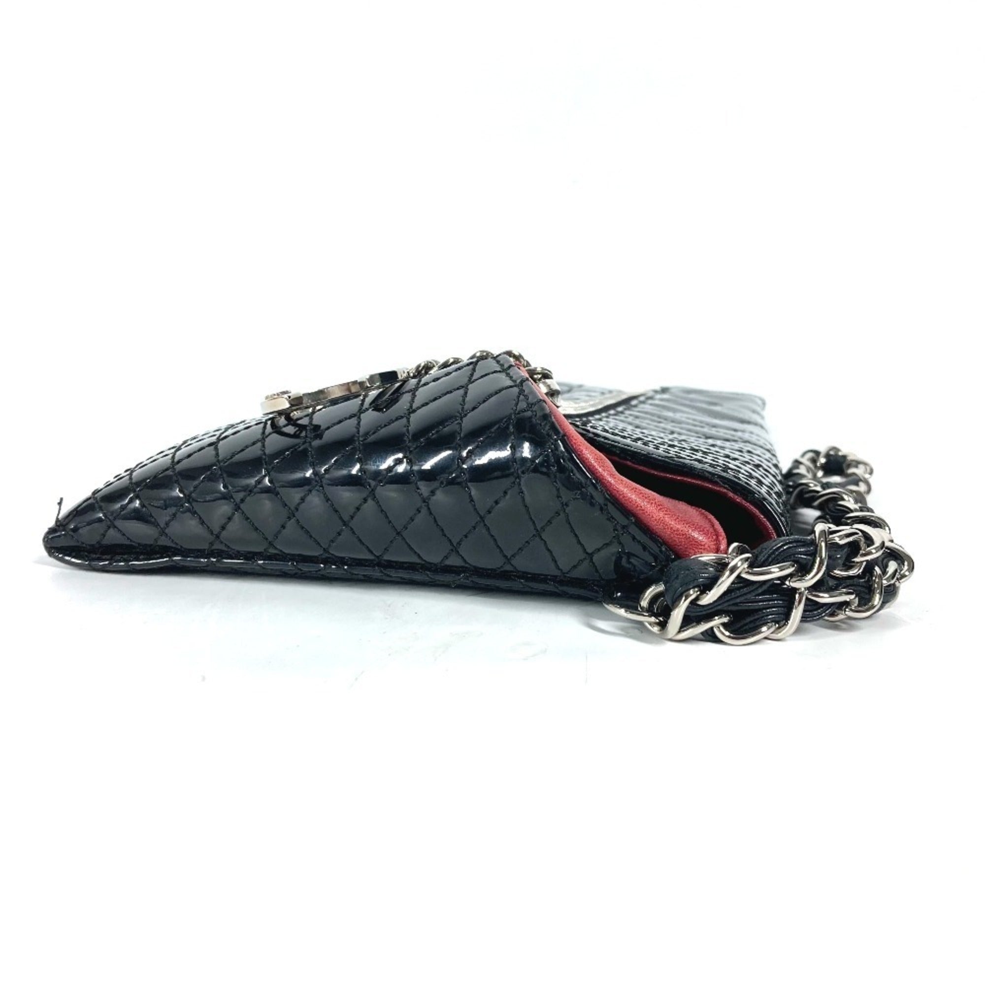 Chanel Black Patent Leather Clutch Bag Pouch (Pre-Owned)