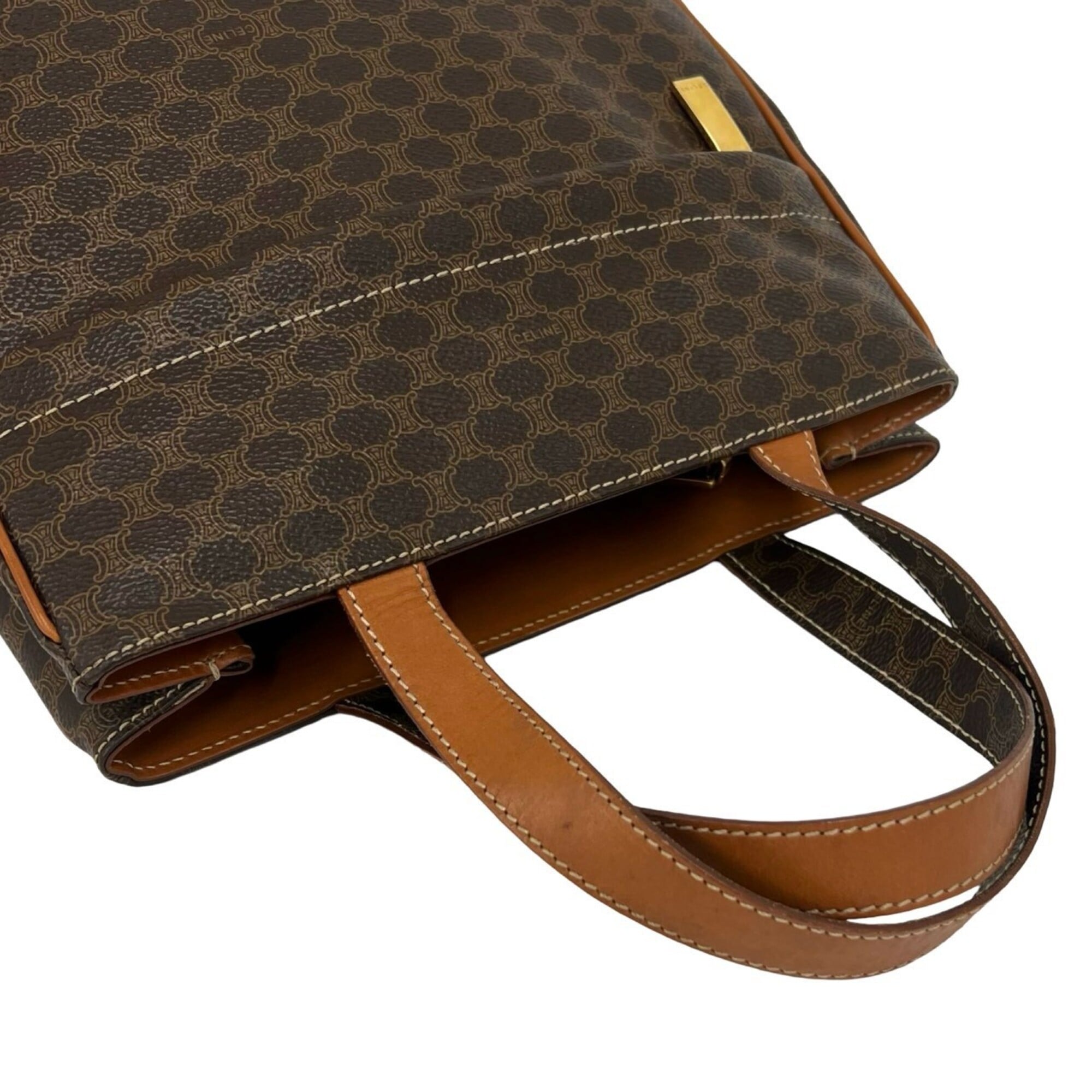 Celine Brown Leather Pvc Handbag Tote Bag (Pre-Owned)