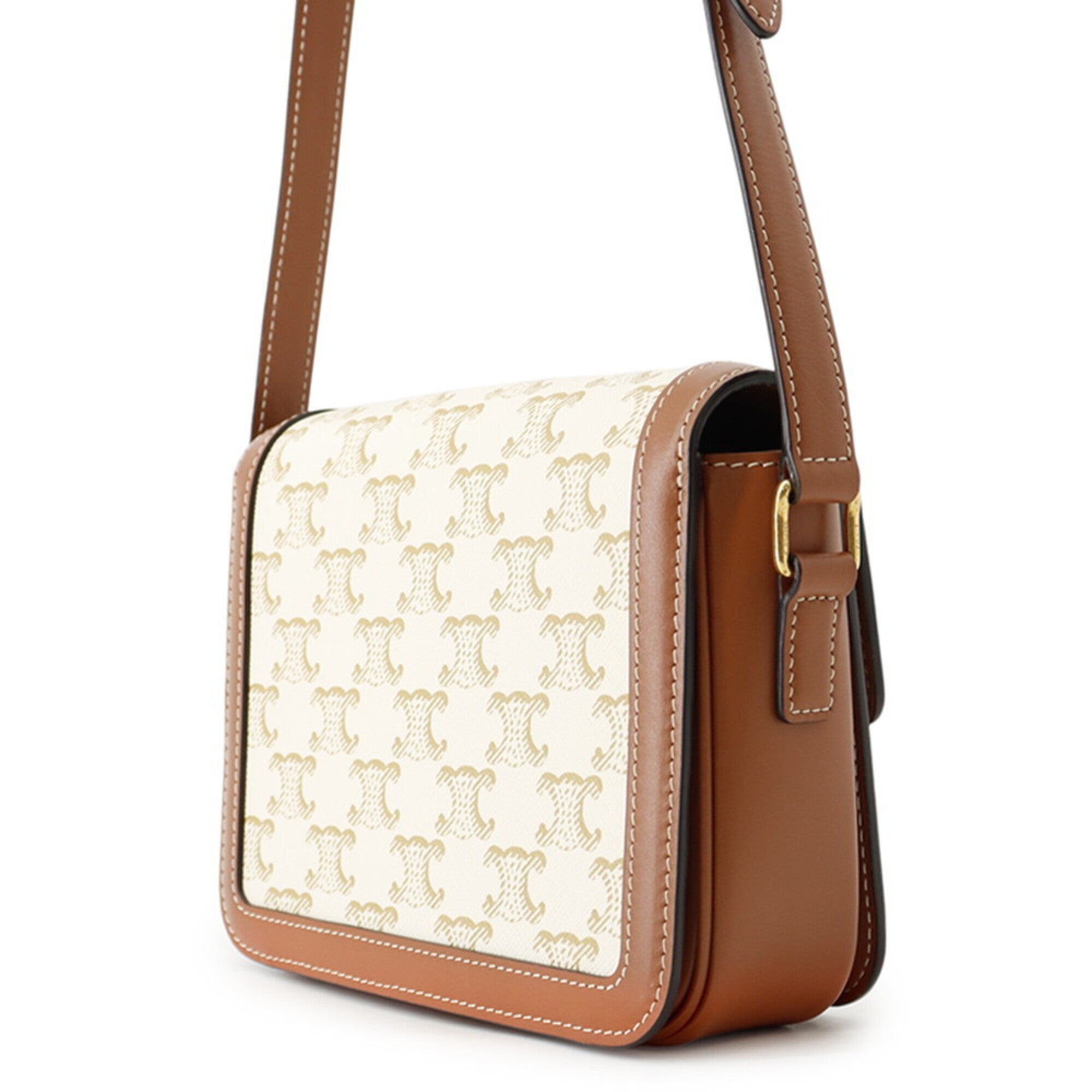 Celine Brown Ivory Pvc Leather Handbag Shoulder Bag (Pre-Owned)